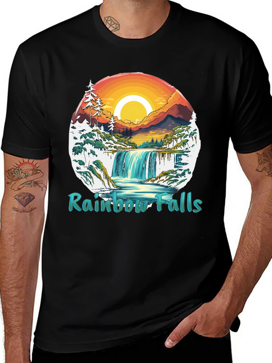 Rainbow Falls Graphic T-Shirt - Nature Landscape Tee