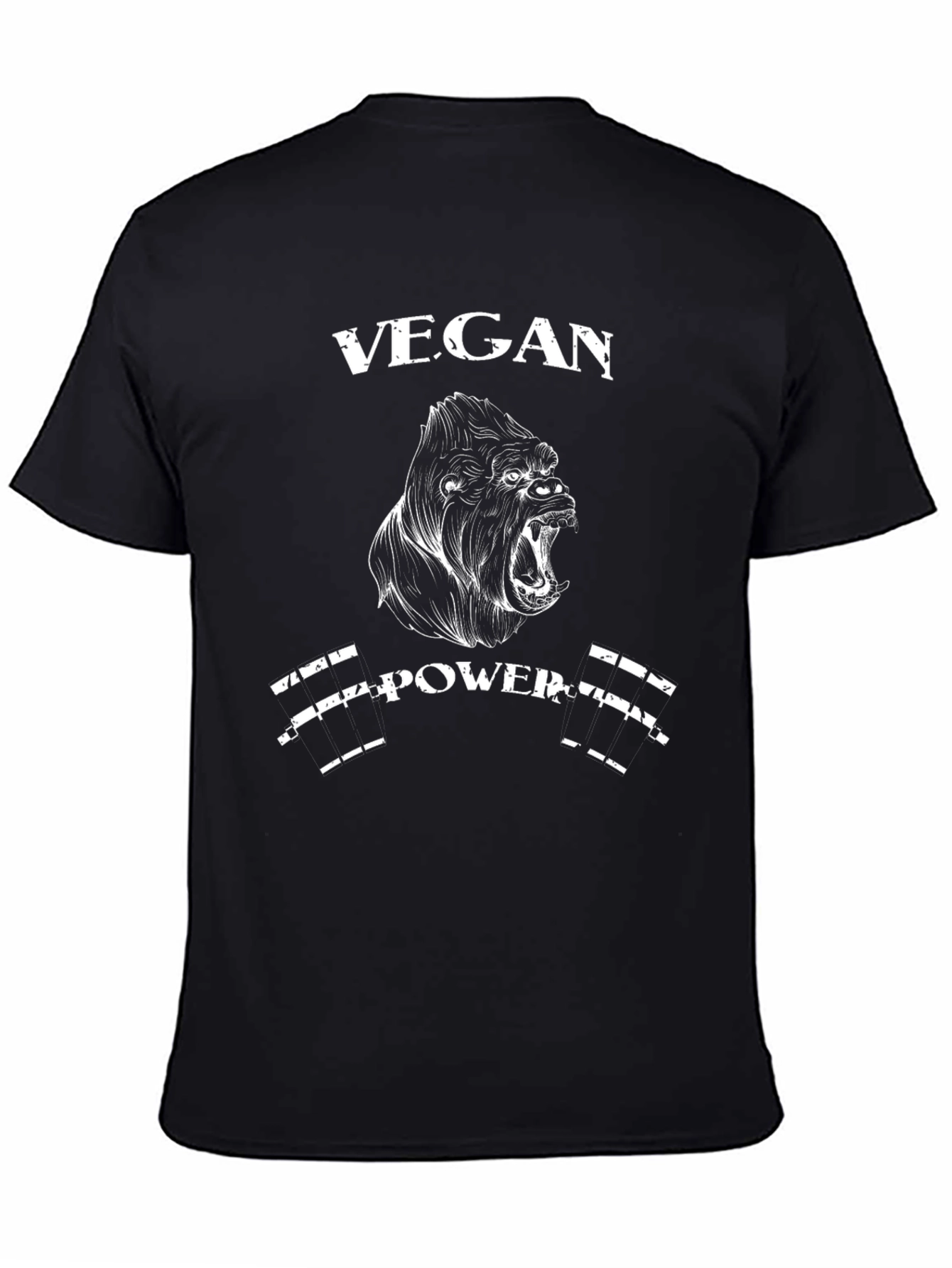 Vegan Power Gorilla Graphic Tee - Black