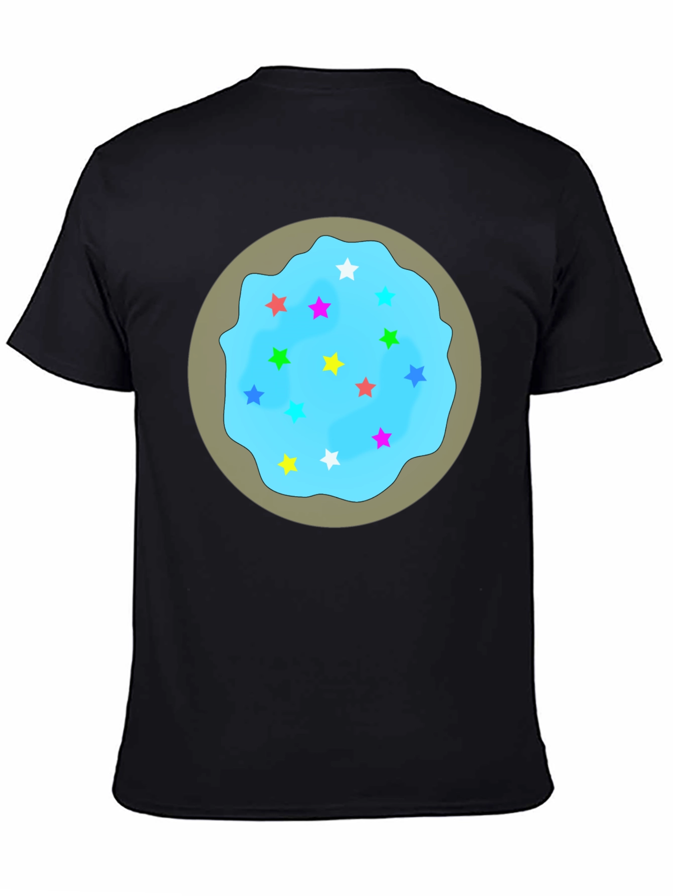 Novelty Star Cookie Graphic Tee - Casual Black T-Shirt