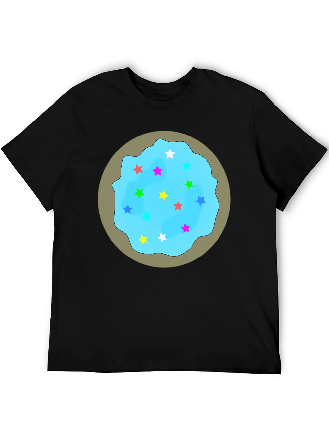Novelty Star Cookie Graphic Tee - Casual Black T-Shirt