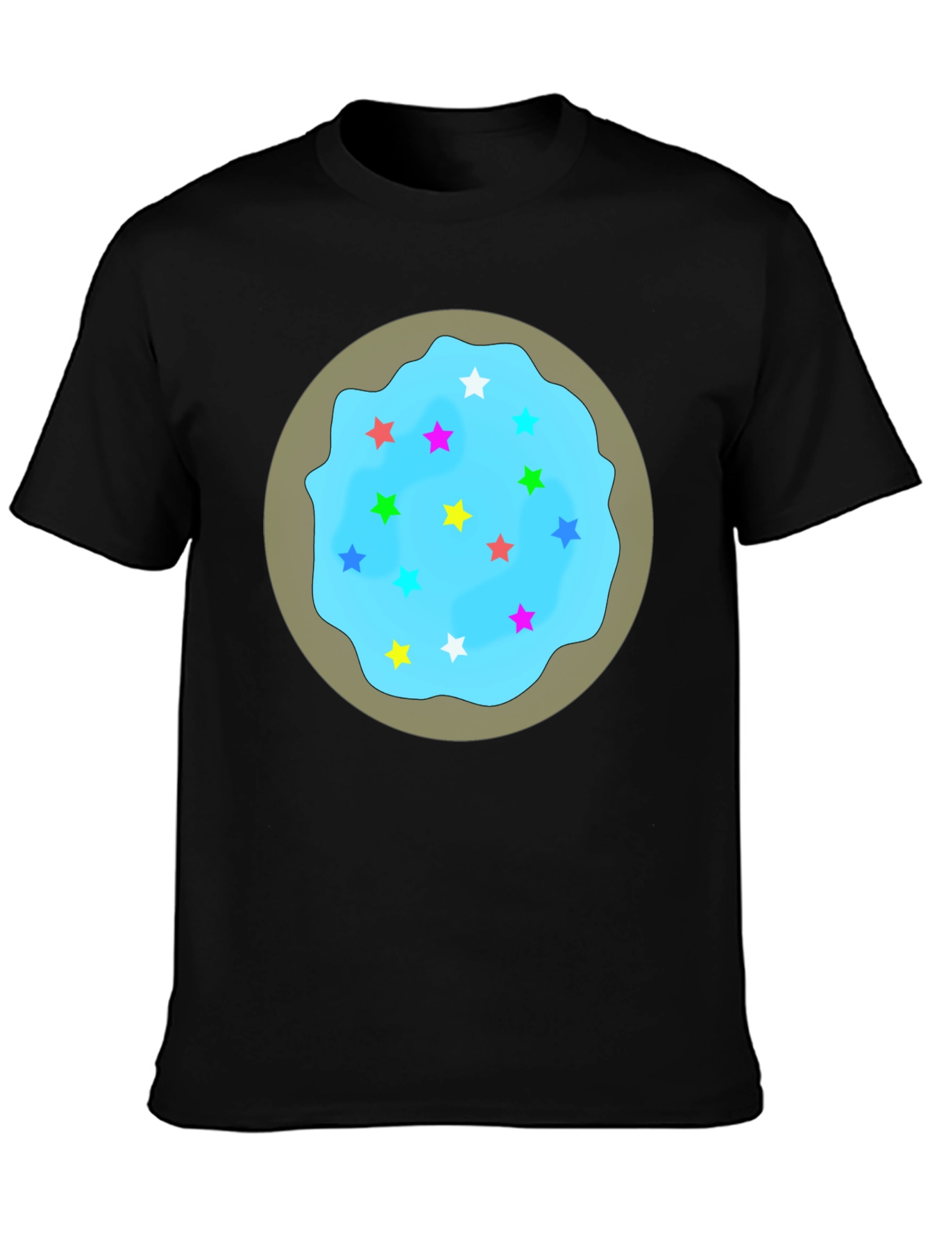 Novelty Star Cookie Graphic Tee - Casual Black T-Shirt