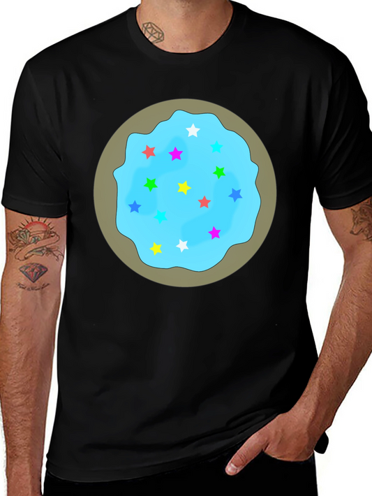 Novelty Star Cookie Graphic Tee - Casual Black T-Shirt