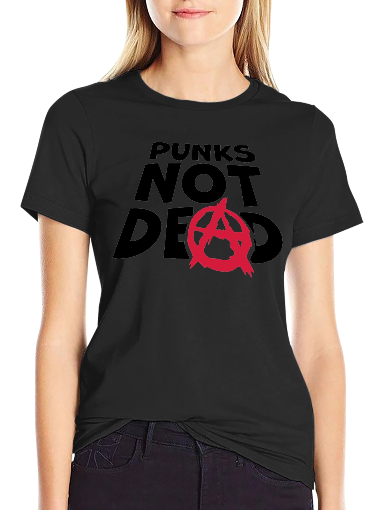 Punks Not Dead Graphic Tee - Black Cotton Blend