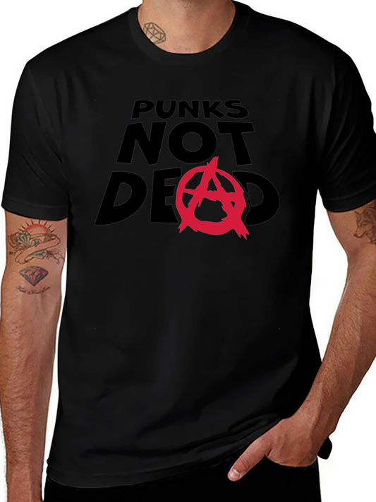 Punks Not Dead Graphic Tee - Black Cotton Blend