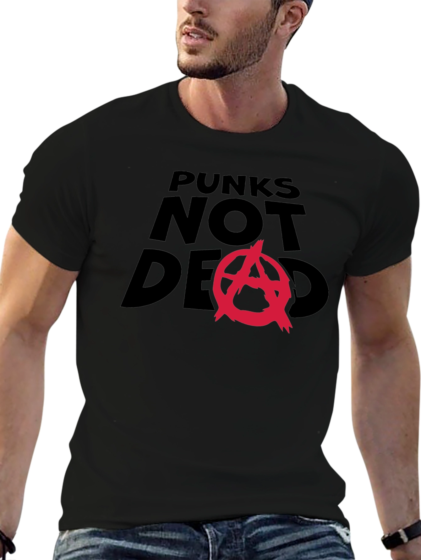 Punks Not Dead Graphic Tee - Black Cotton Blend