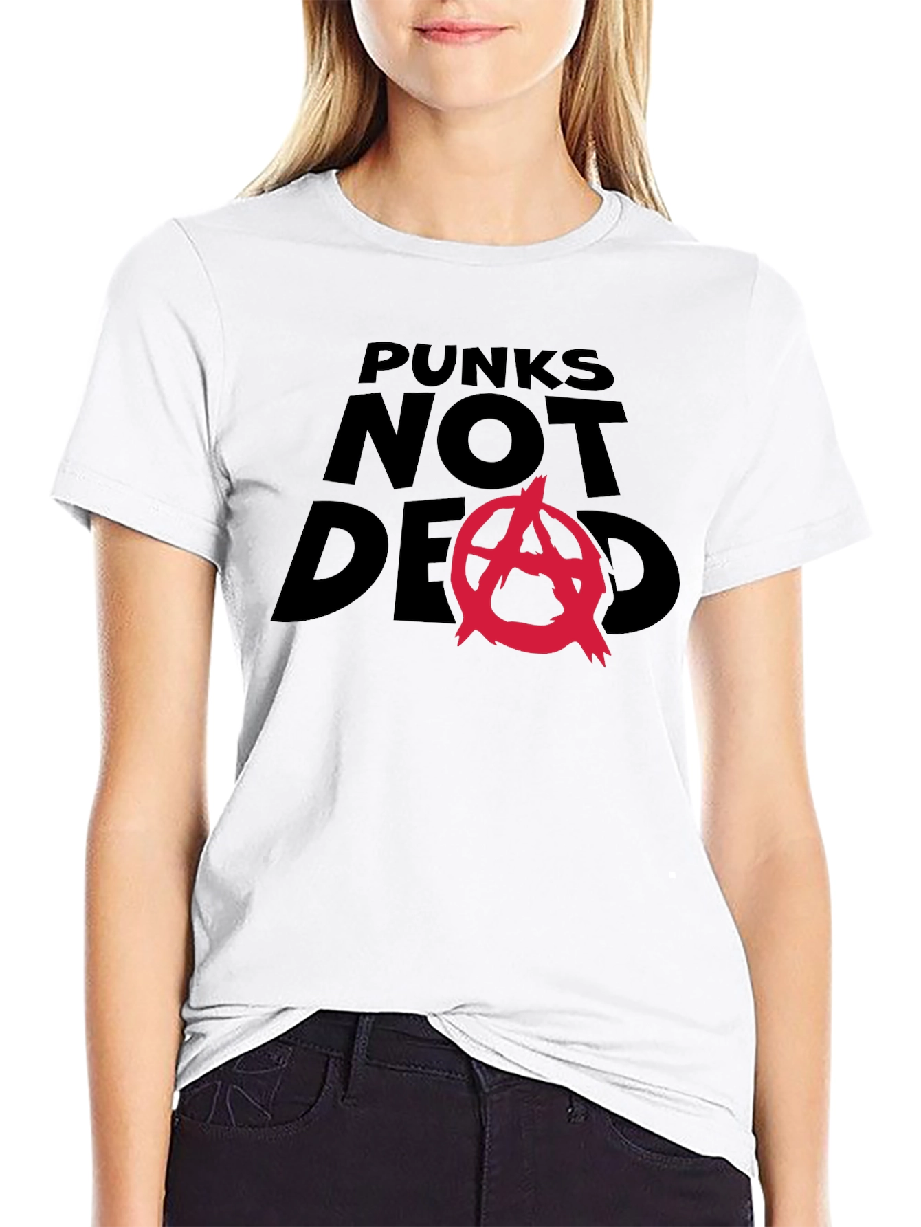 Punks Not Dead Graphic Tee - Black Cotton Blend