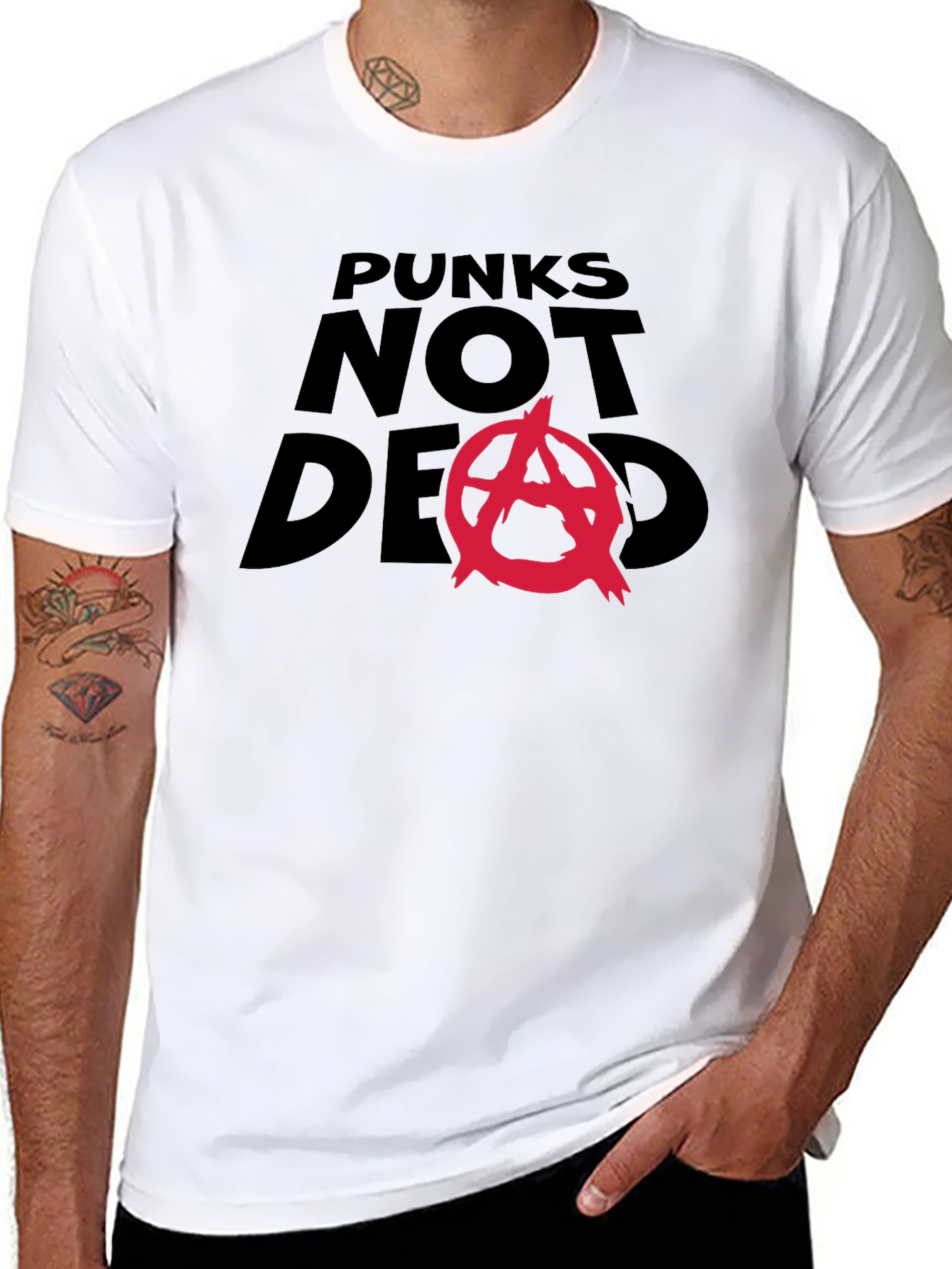 Punks Not Dead Graphic Tee - Black Cotton Blend