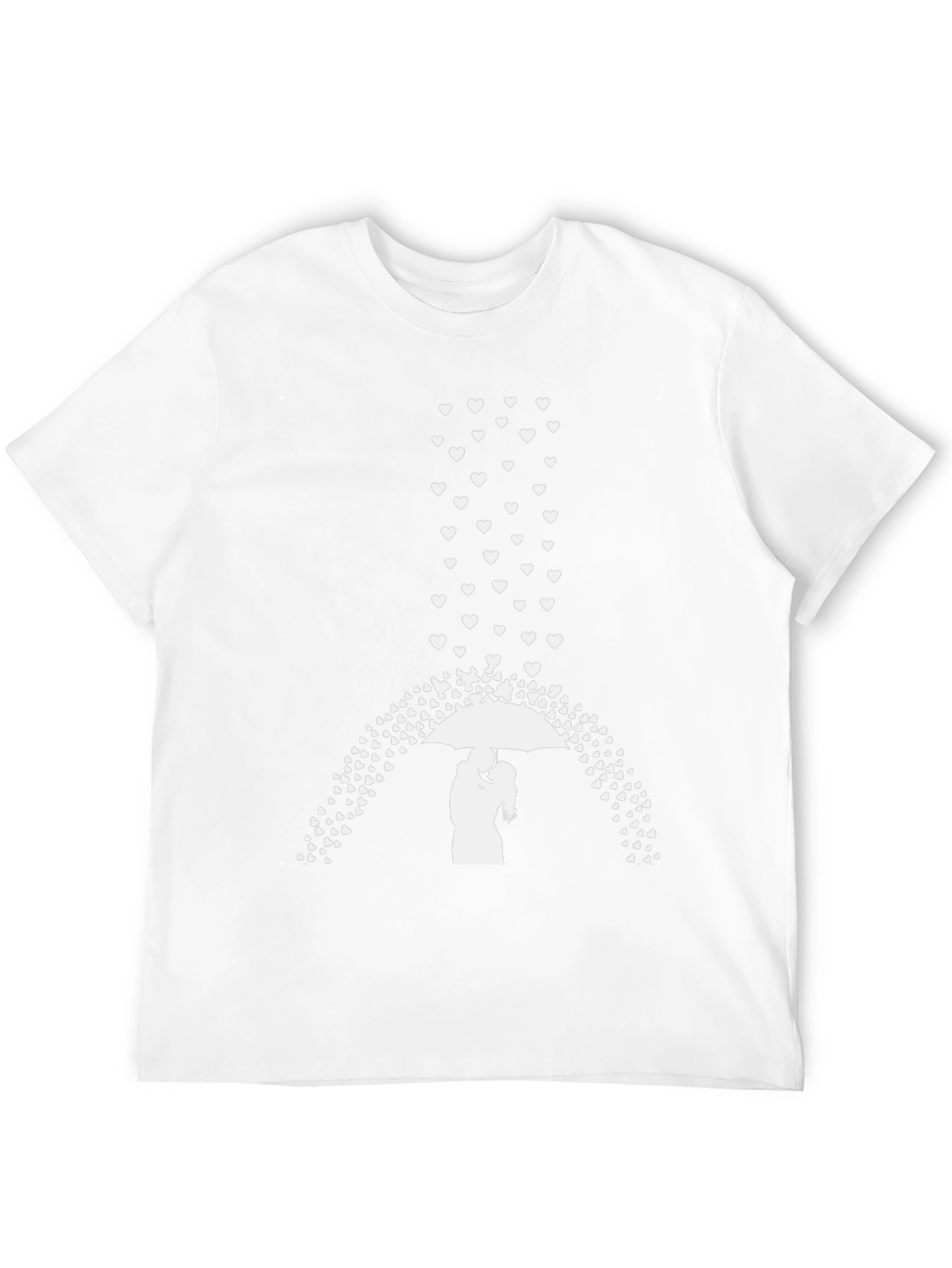Romantic Hearts Umbrella Couple Graphic Tee