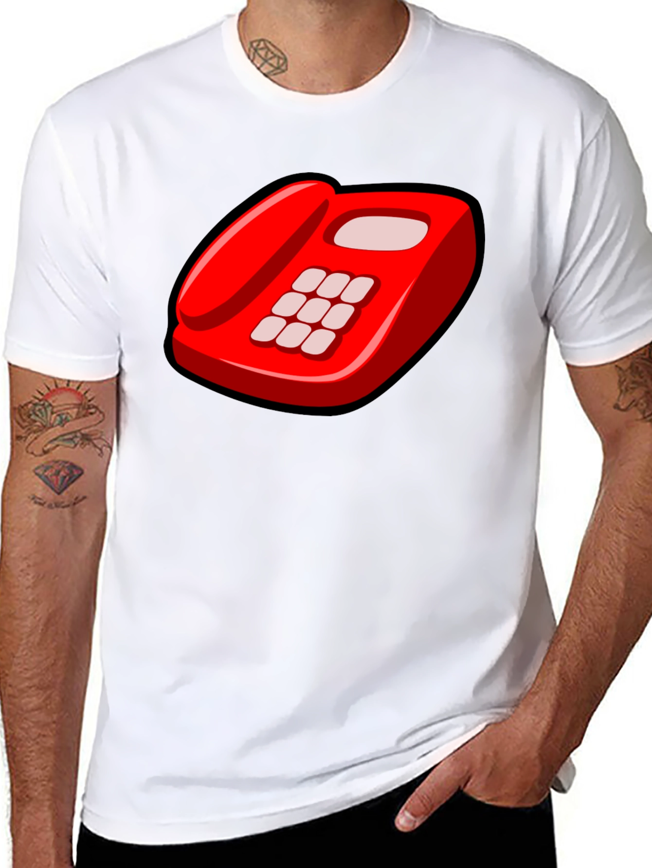 Retro Red Telephone Graphic T-Shirt