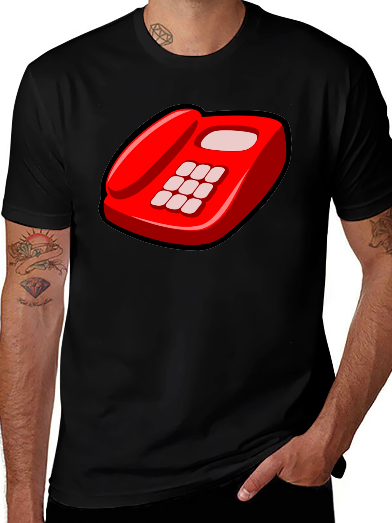 Retro Red Telephone Graphic T-Shirt
