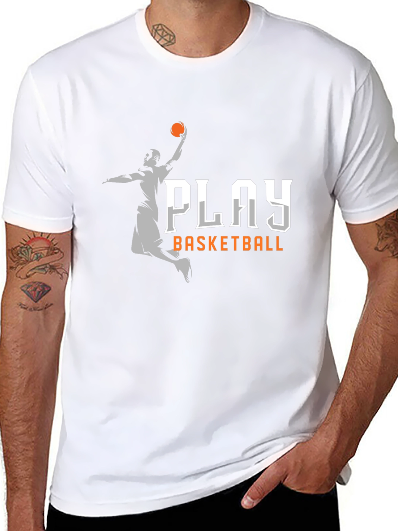 Play Basketball Graphic Tee - Black Cotton T-Shirt