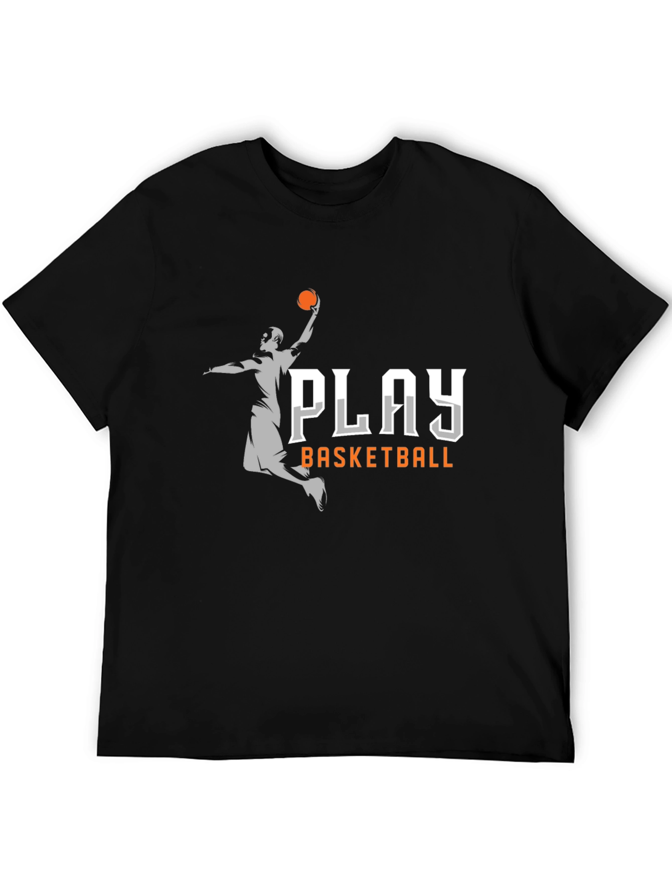 Play Basketball Graphic Tee - Black Cotton T-Shirt