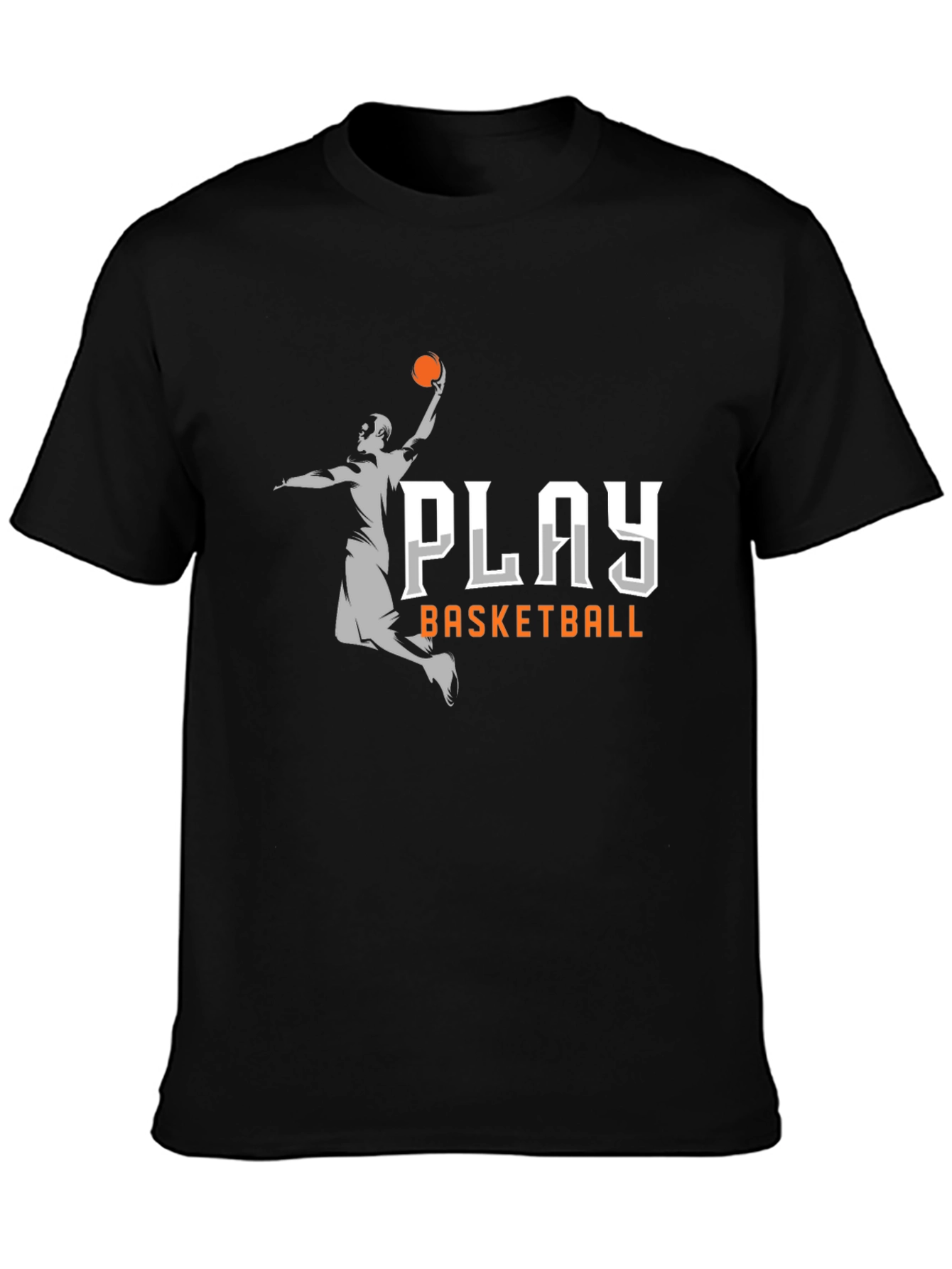 Play Basketball Graphic Tee - Black Cotton T-Shirt