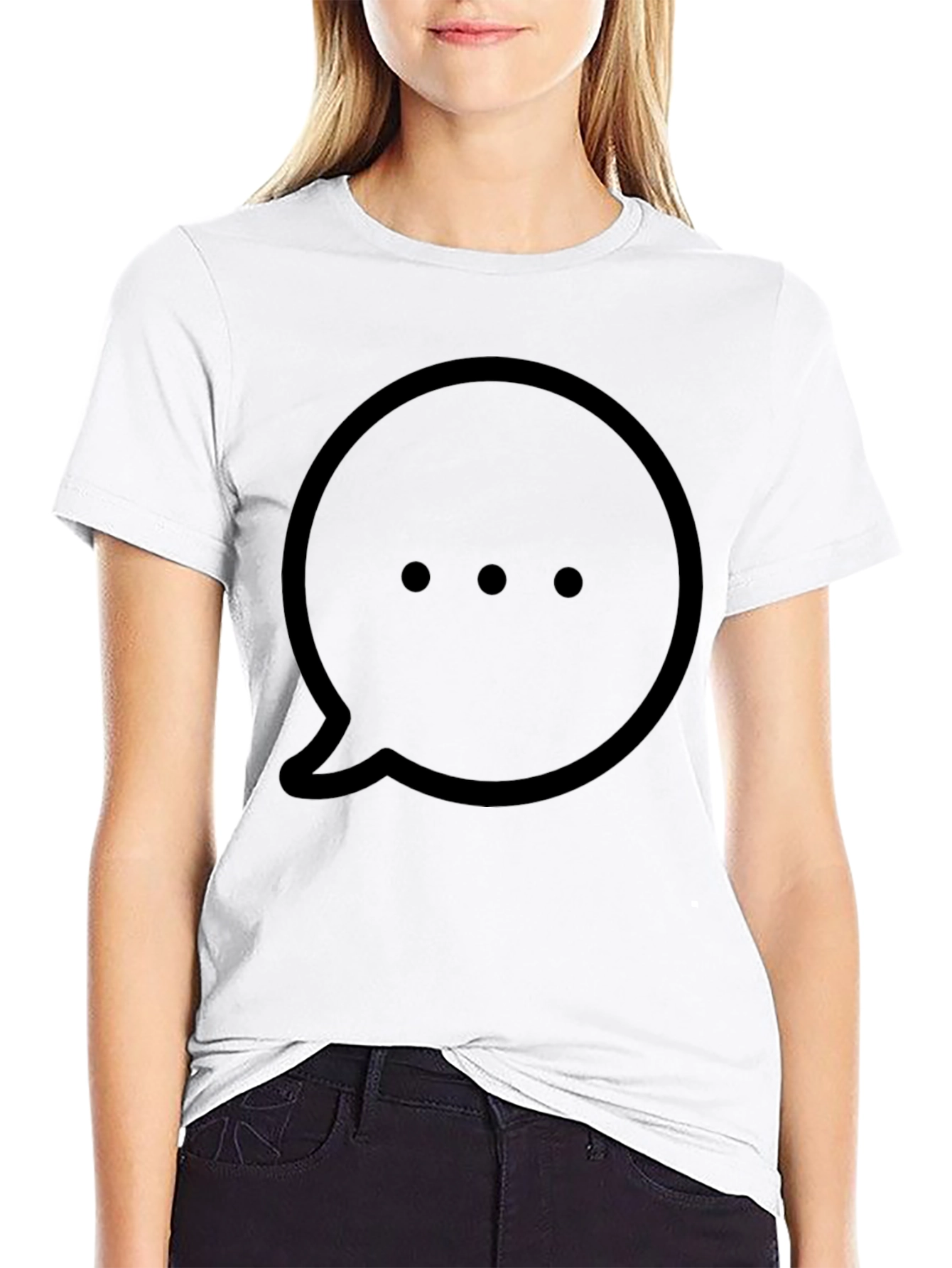Black Speech Bubble Graphic Tee - Casual Style