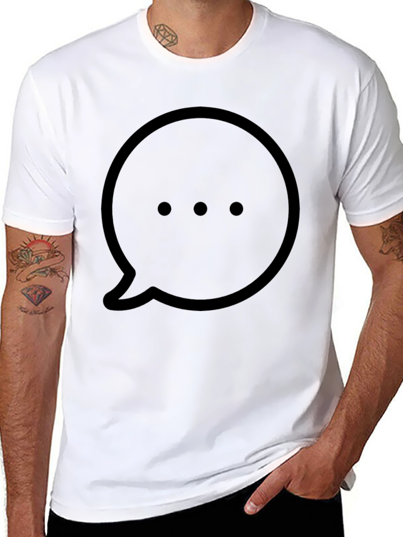 Black Speech Bubble Graphic Tee - Casual Style