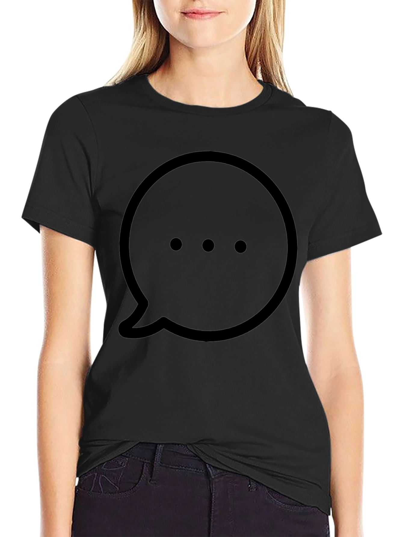 Black Speech Bubble Graphic Tee - Casual Style