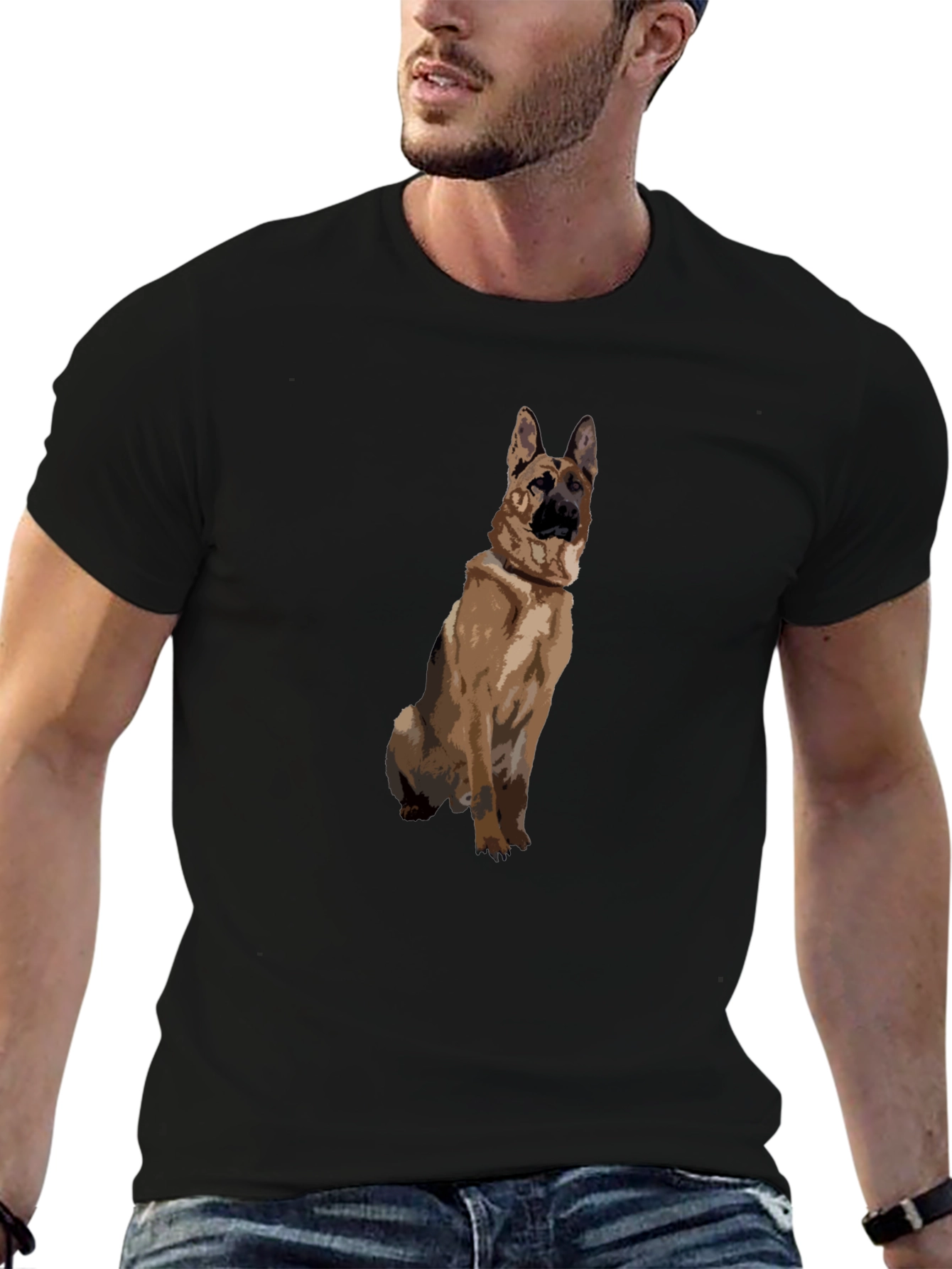 German Shepherd Graphic Black T-Shirt