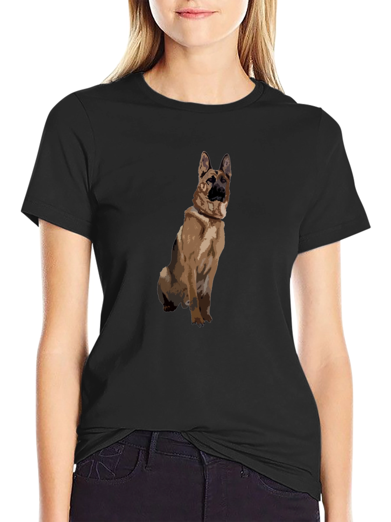 German Shepherd Graphic Black T-Shirt
