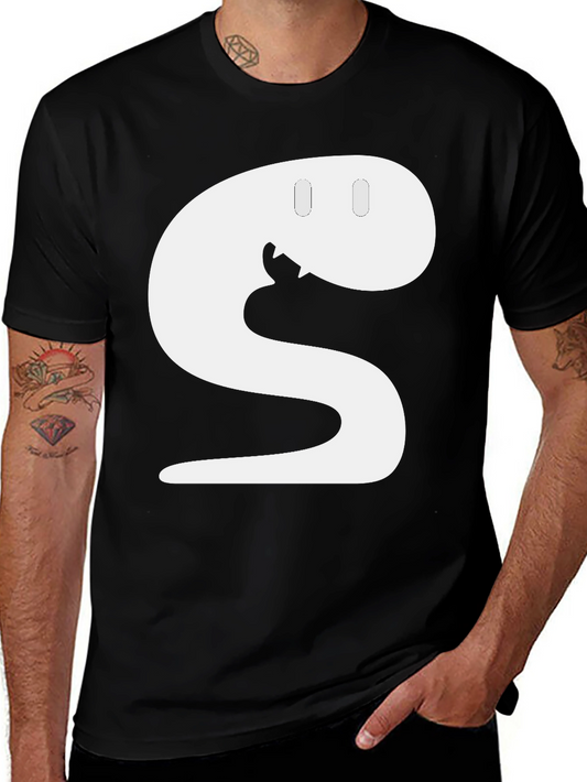 Snake S Letter Funny Graphic Black T-Shirt