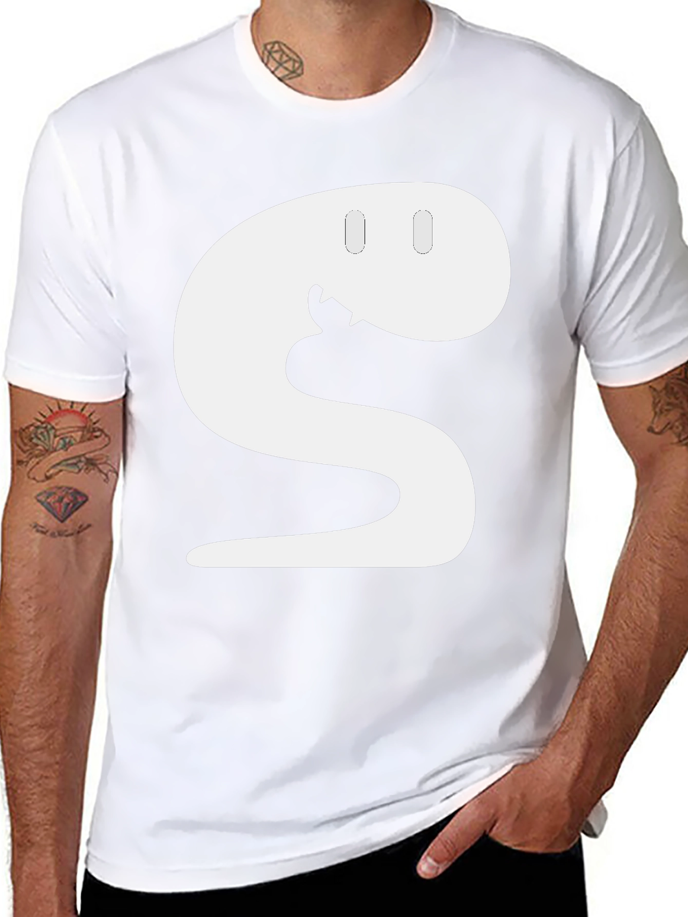 Snake S Letter Funny Graphic Black T-Shirt