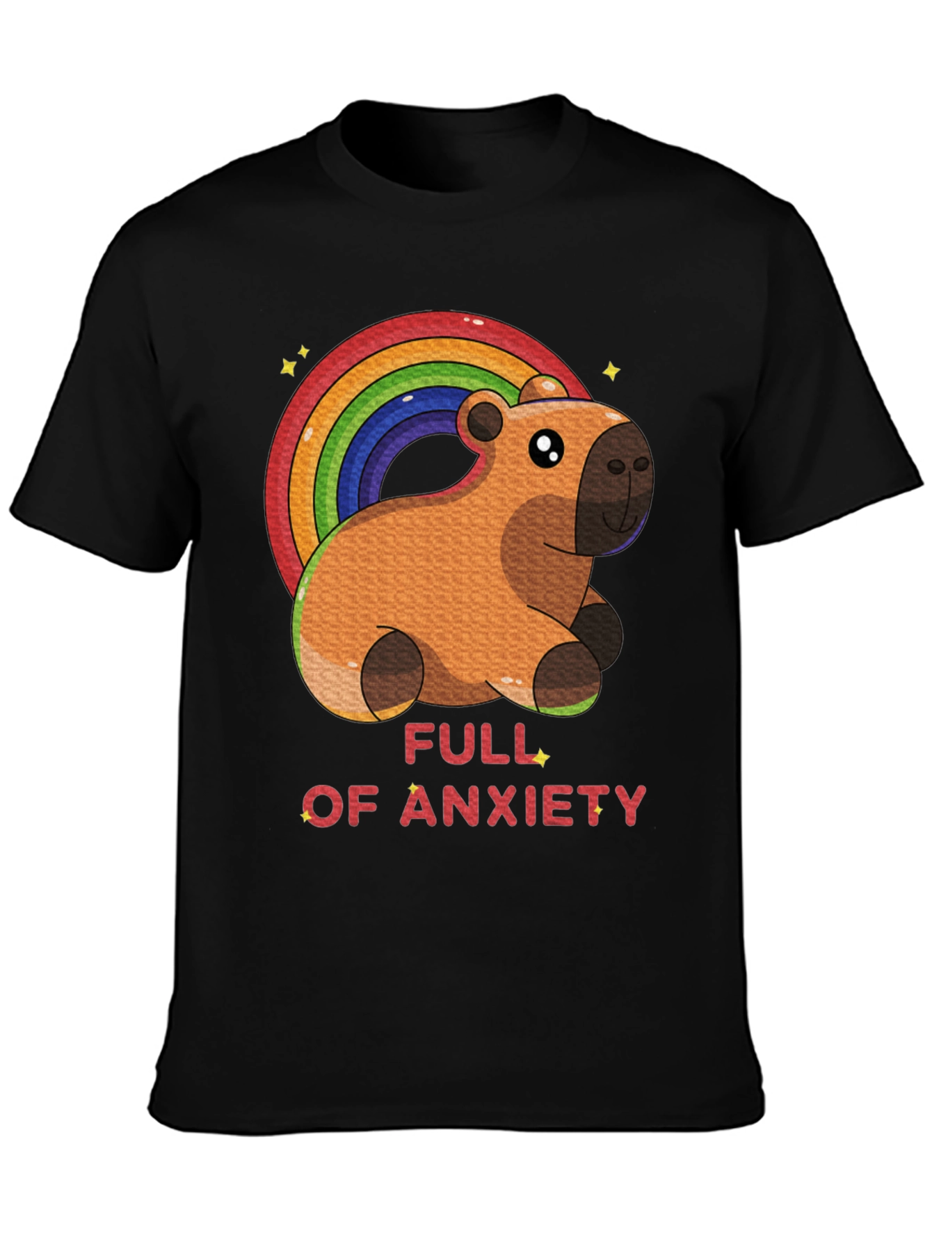 Anxiety Capybara Rainbow T-Shirt