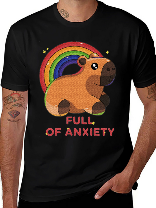 Anxiety Capybara Rainbow T-Shirt