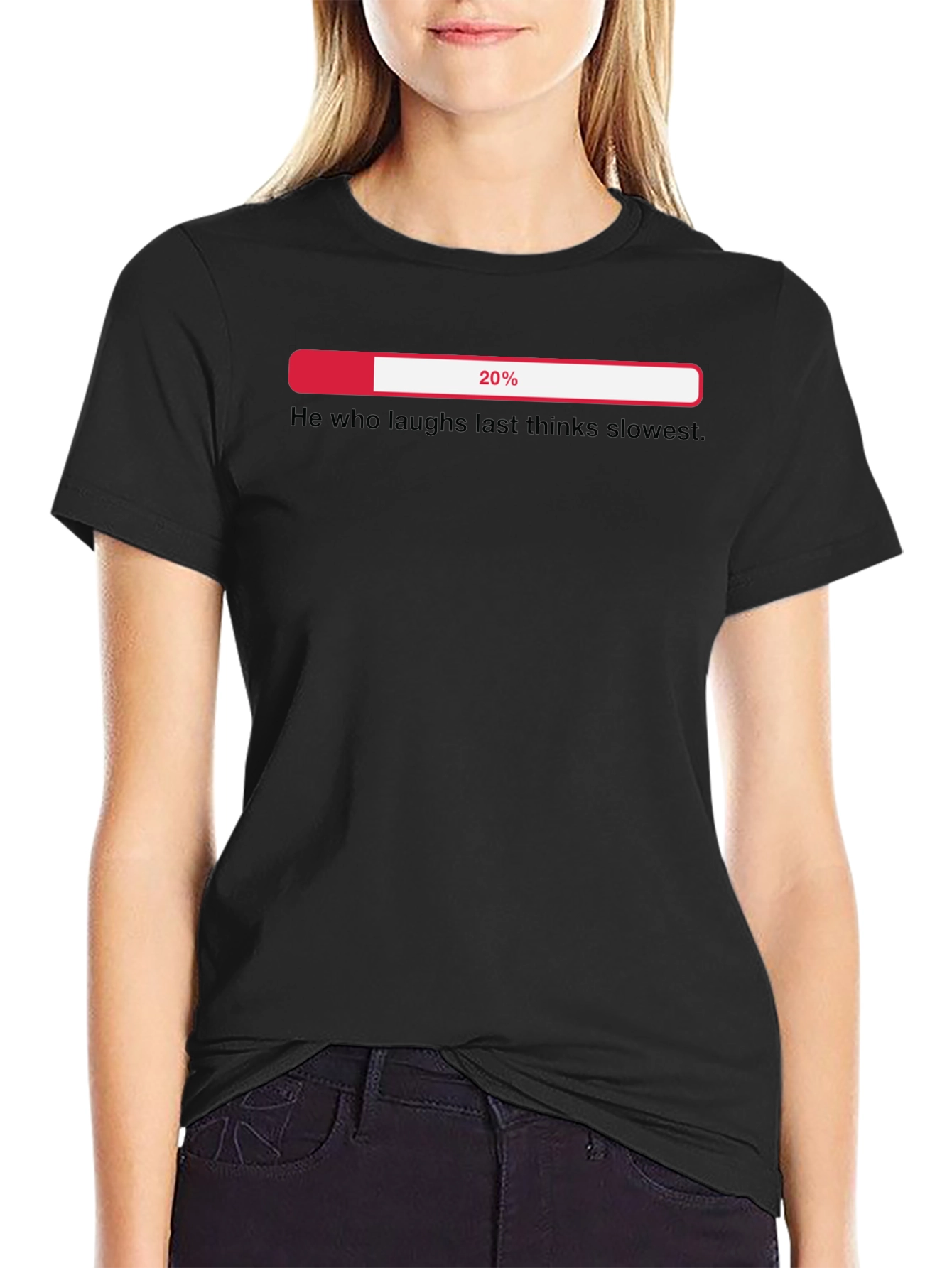 Humorous 20% Loading Black Graphic T-Shirt