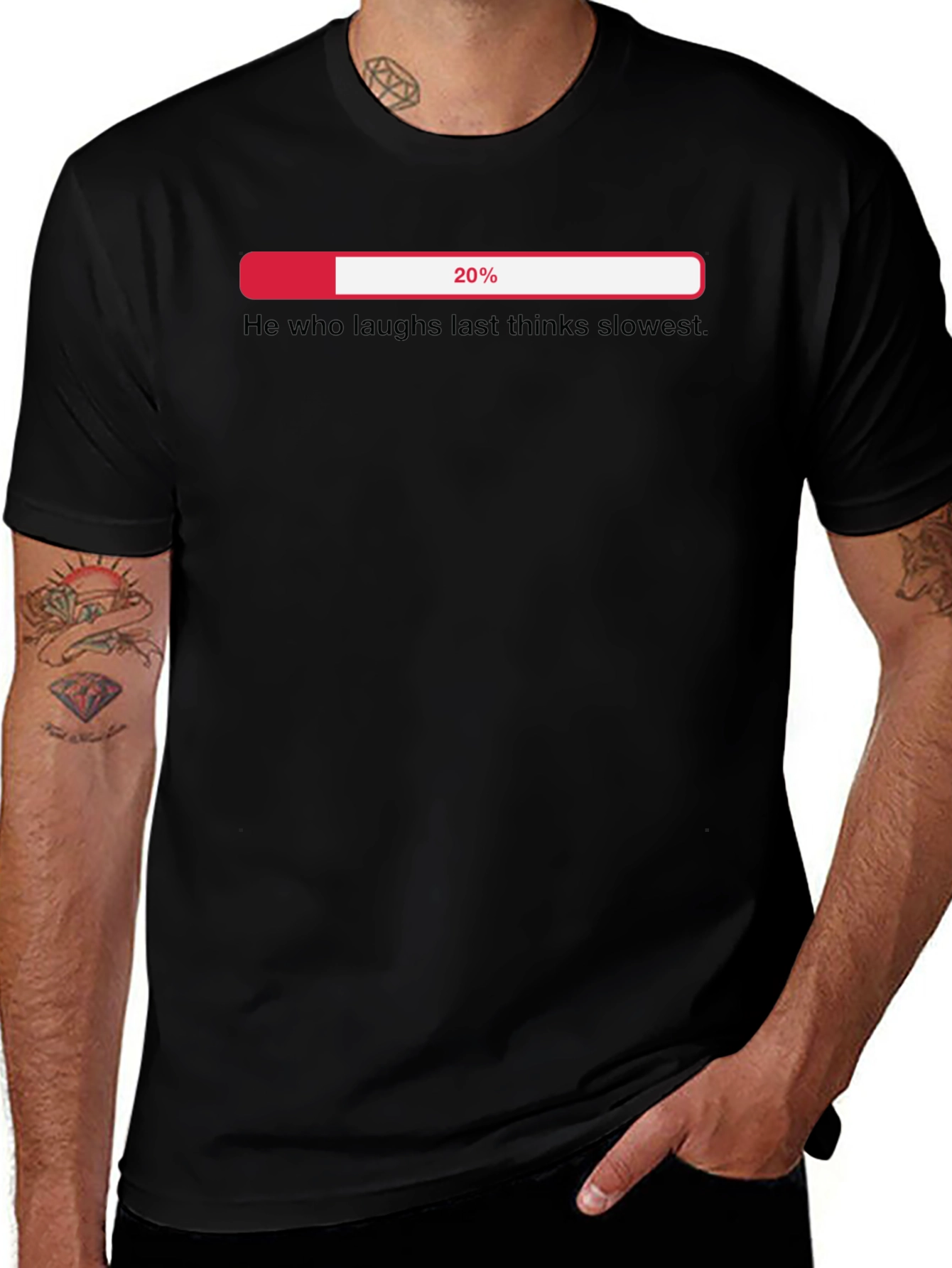 Humorous 20% Loading Black Graphic T-Shirt