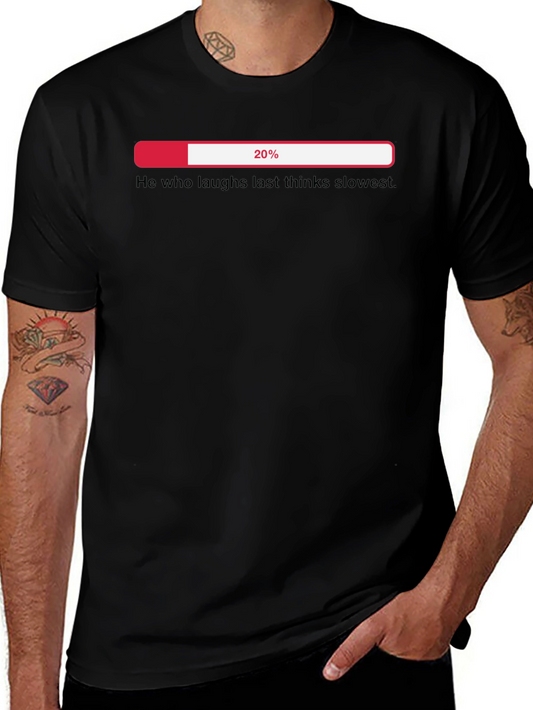 Humorous 20% Loading Black Graphic T-Shirt