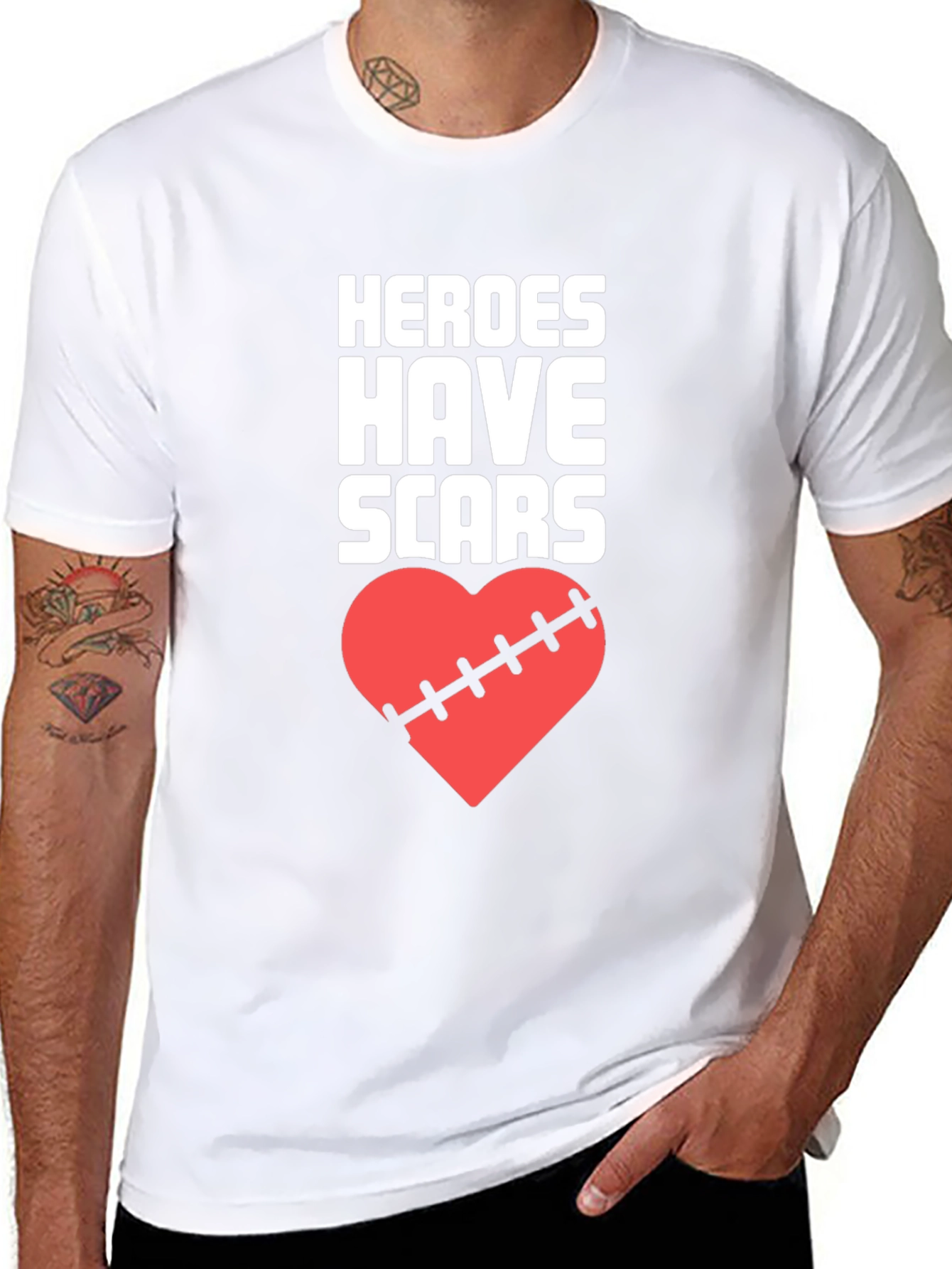 Heroes Have Scars T-Shirt Heart Graphic Tee