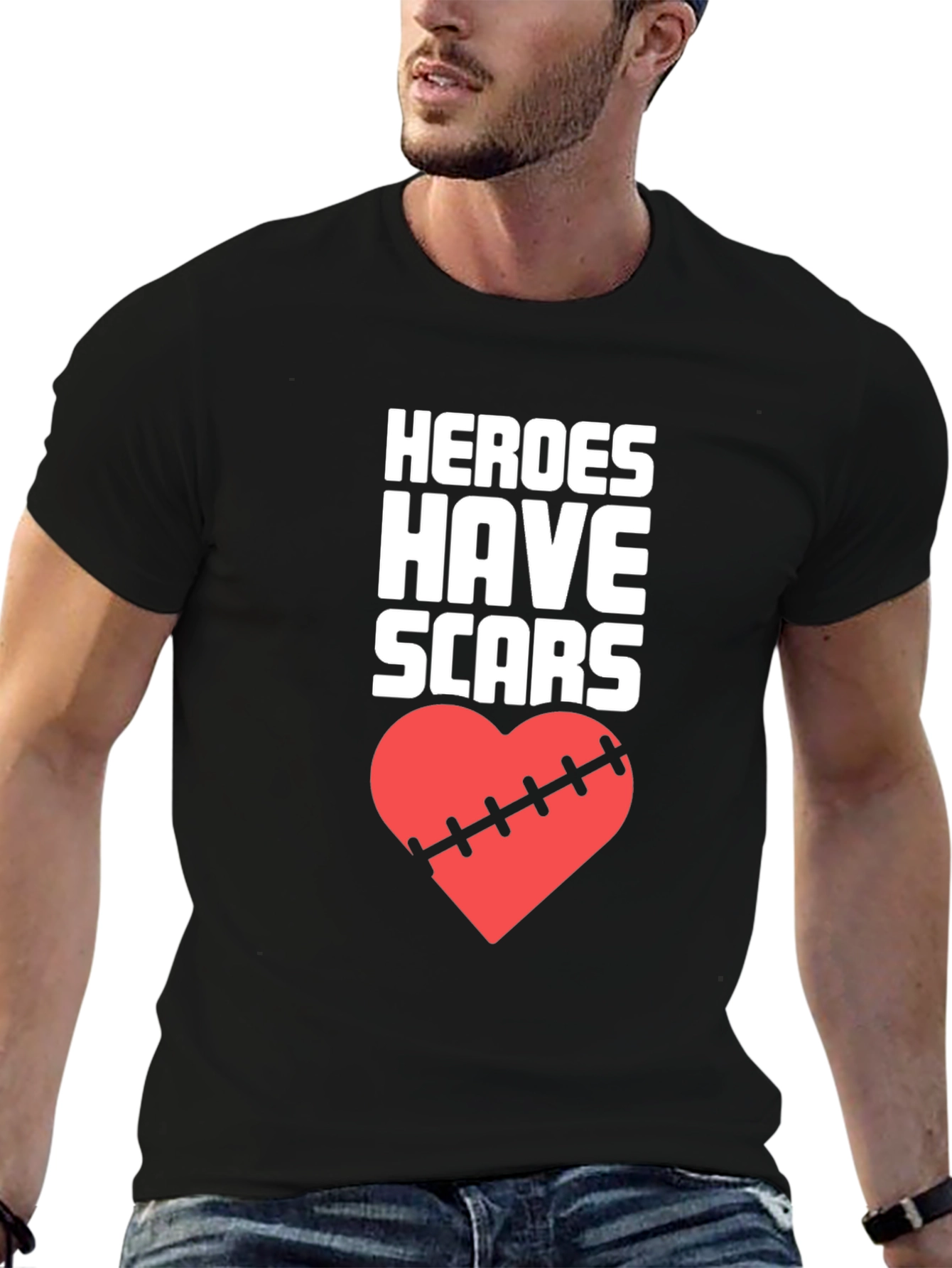 Heroes Have Scars T-Shirt Heart Graphic Tee