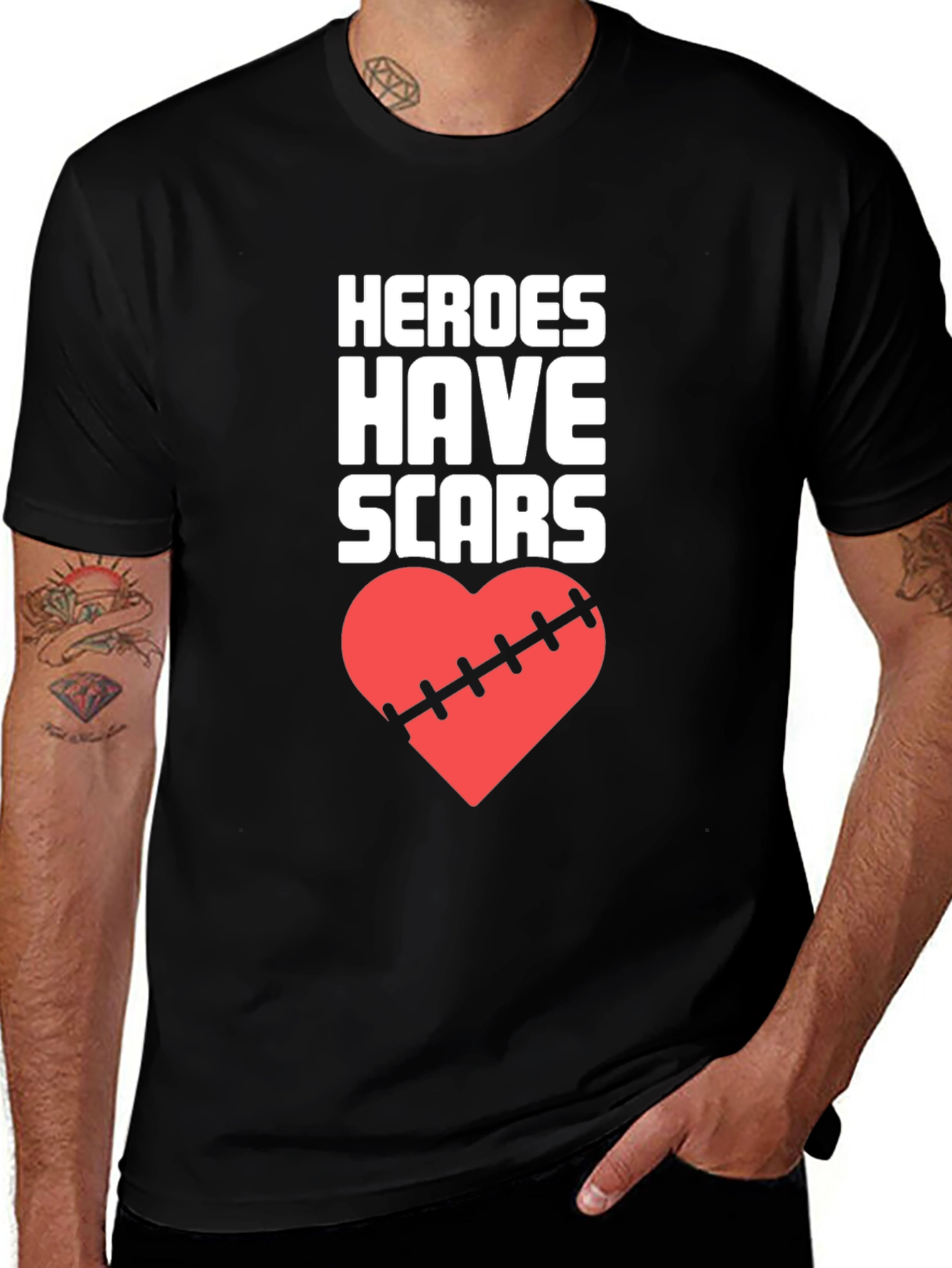 Heroes Have Scars T-Shirt Heart Graphic Tee