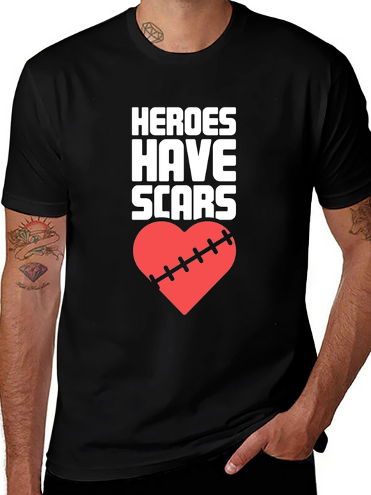 Heroes Have Scars T-Shirt Heart Graphic Tee
