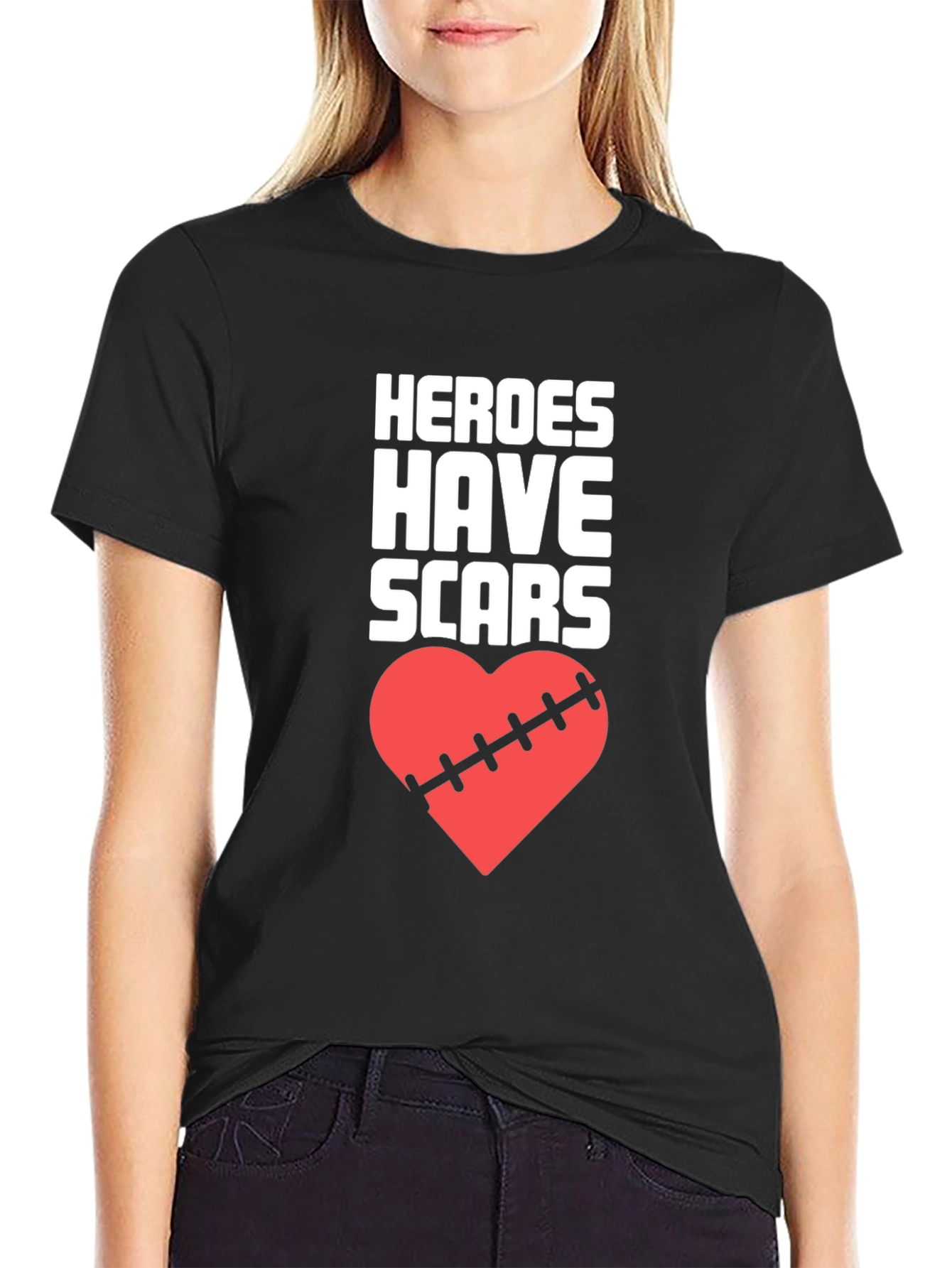 Heroes Have Scars T-Shirt Heart Graphic Tee