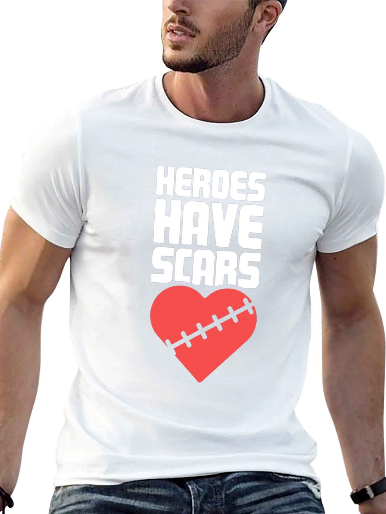 Heroes Have Scars T-Shirt Heart Graphic Tee