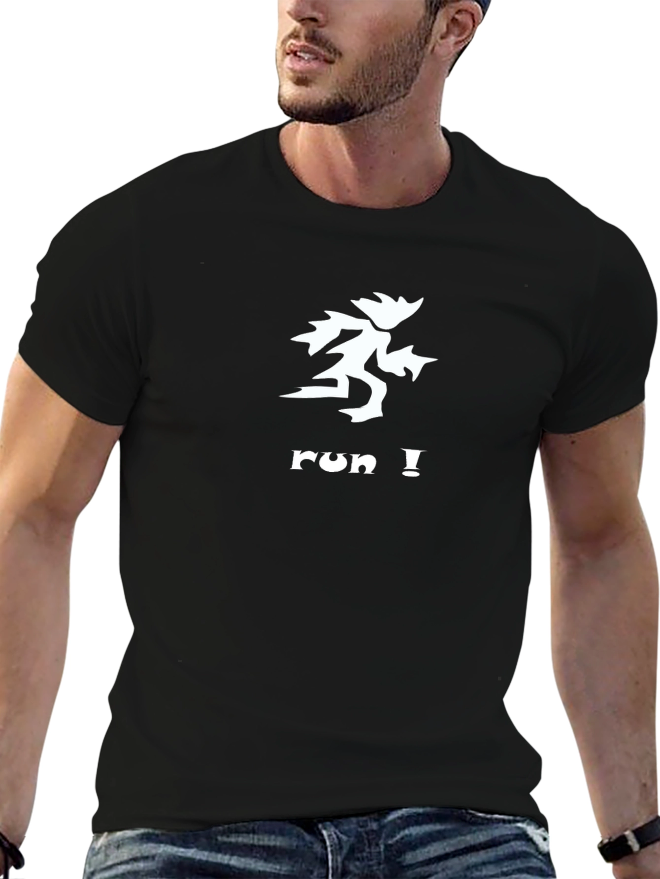 Run Graphic Tee - Black Cotton T-Shirt