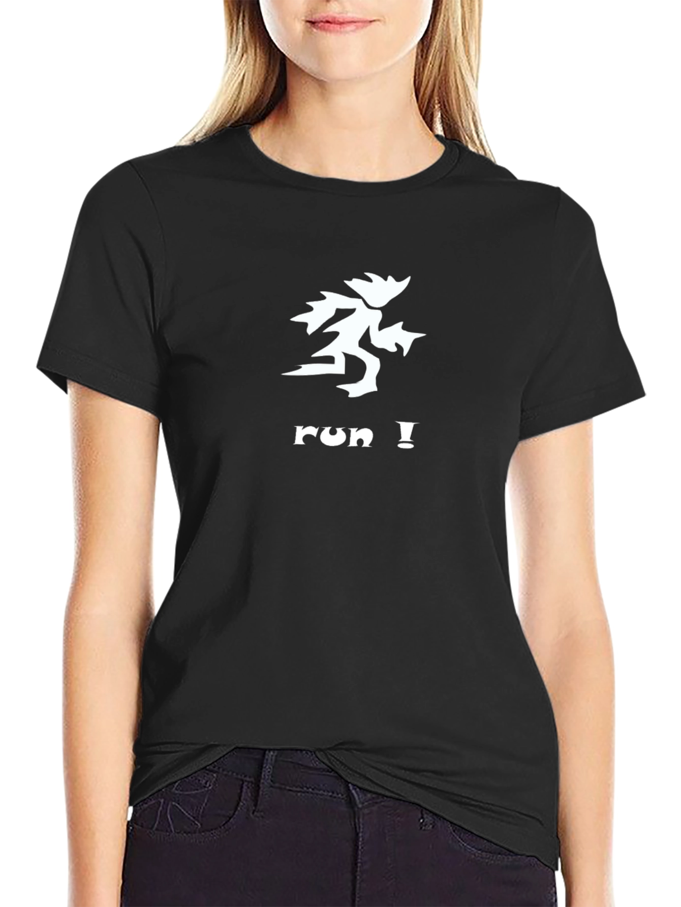 Run Graphic Tee - Black Cotton T-Shirt