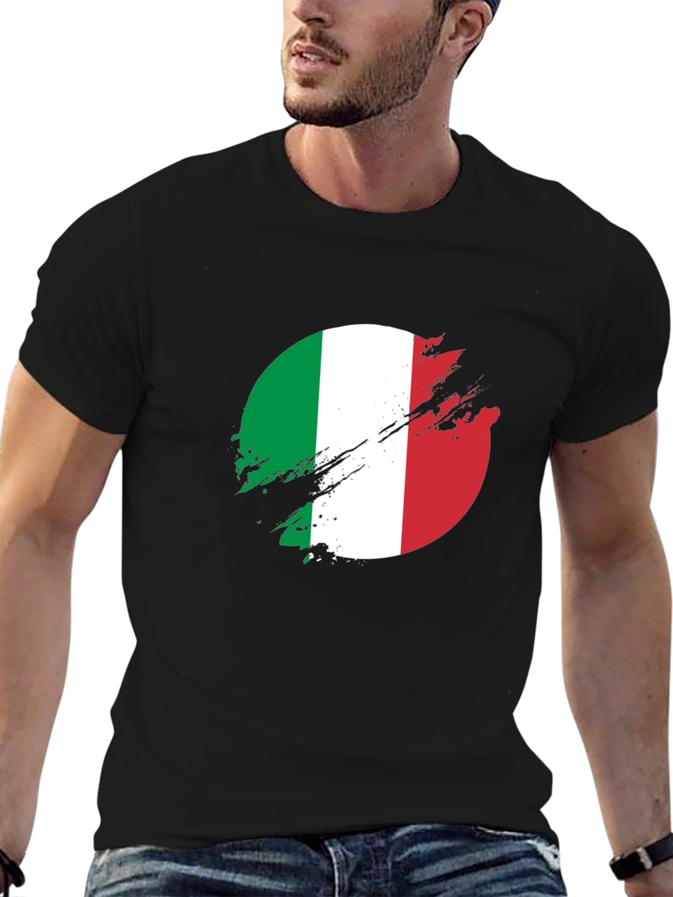 Italy Flag Graphic T-Shirt - Black