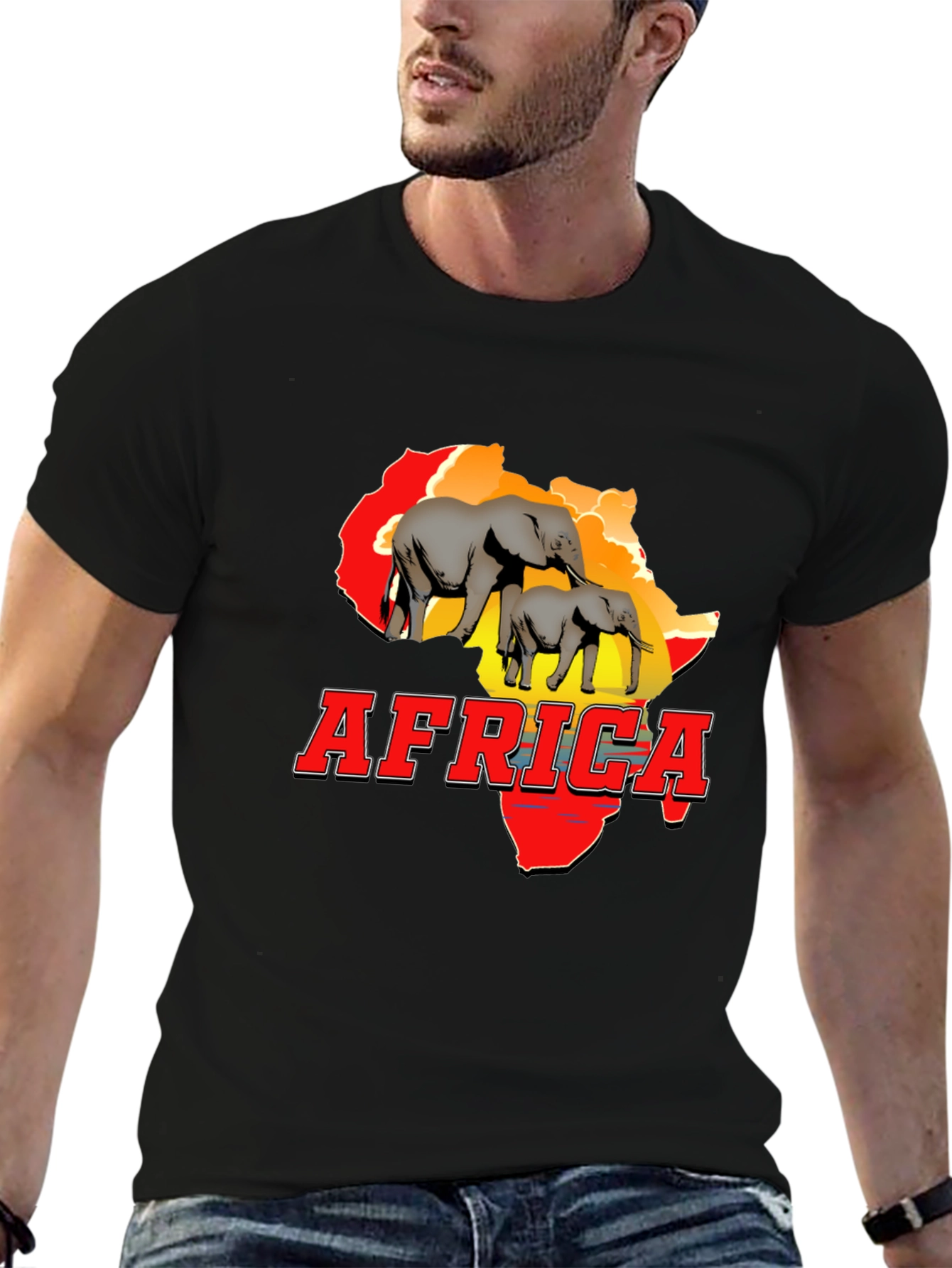 Africa Graphic Tee: Elephant Design T-Shirt