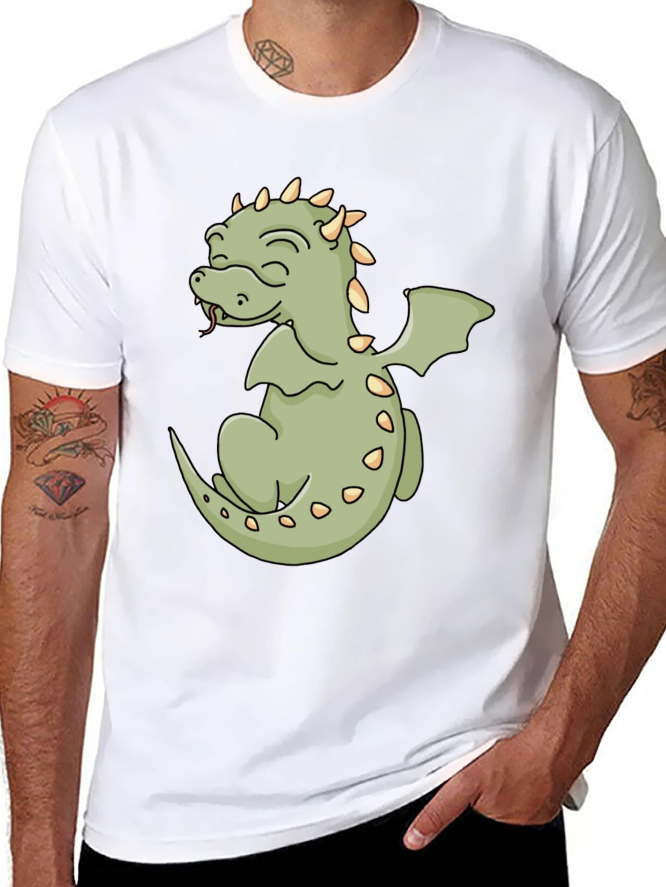 Cute Dragon Graphic Tee - Black Cotton Shirt