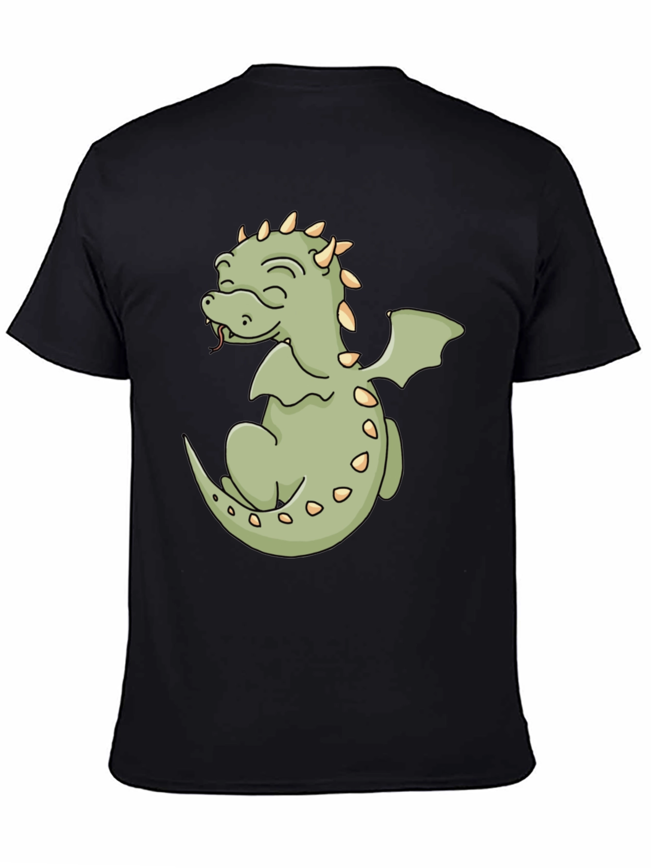 Cute Dragon Graphic Tee - Black Cotton Shirt