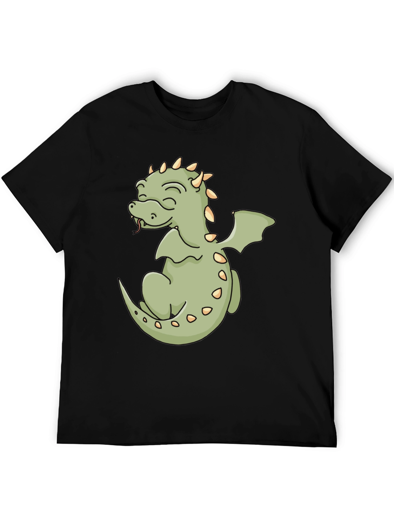 Cute Dragon Graphic Tee - Black Cotton Shirt