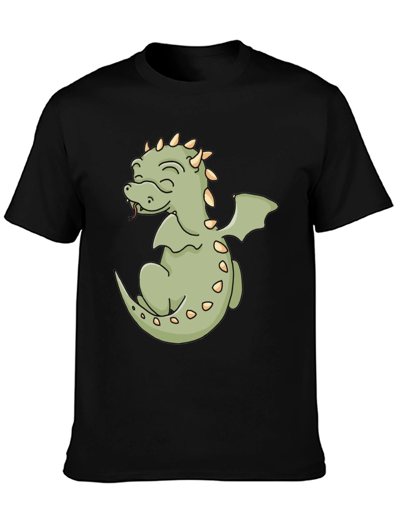 Cute Dragon Graphic Tee - Black Cotton Shirt