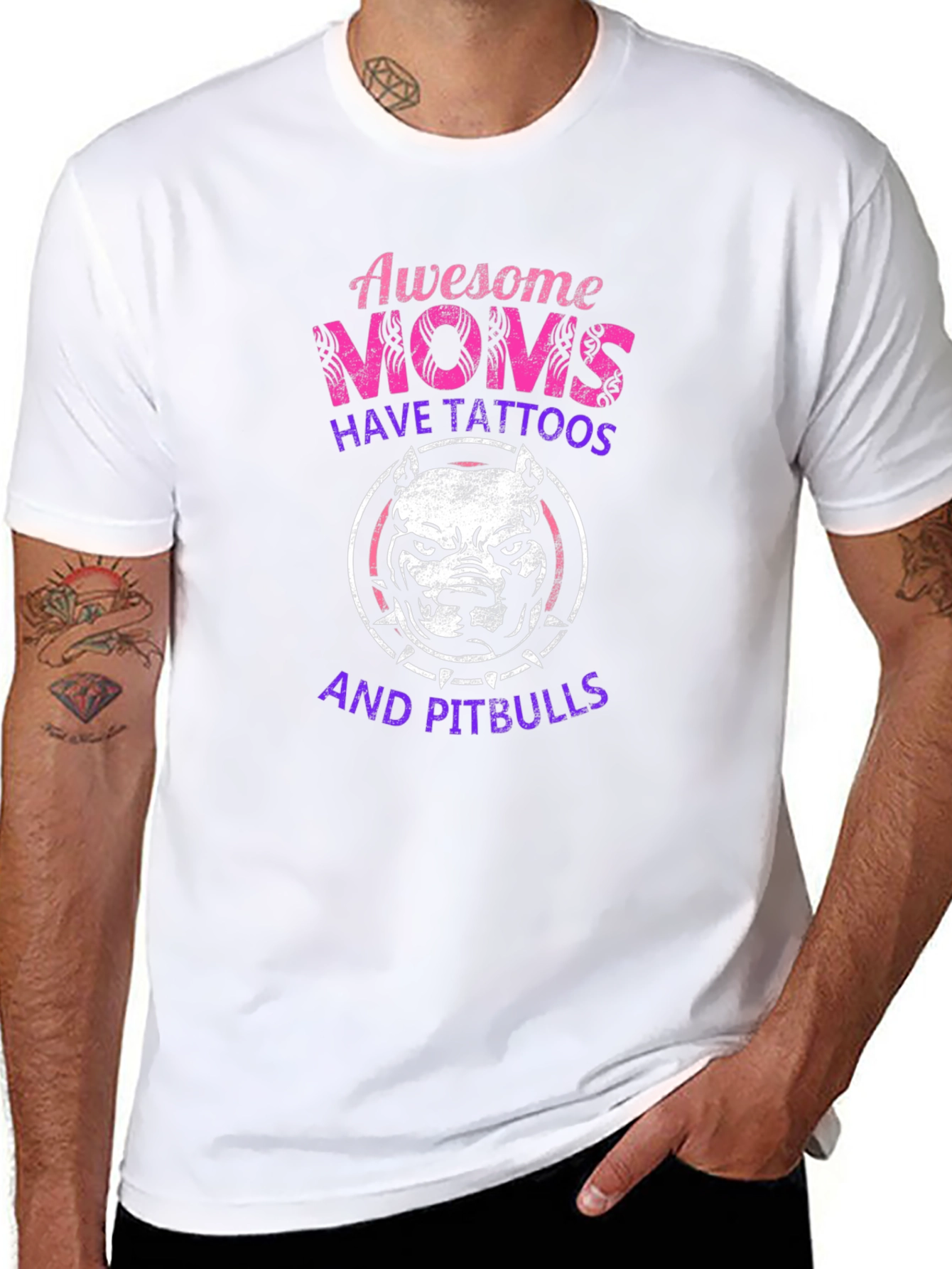 Awesome Moms Pitbull Tattoo T-Shirt