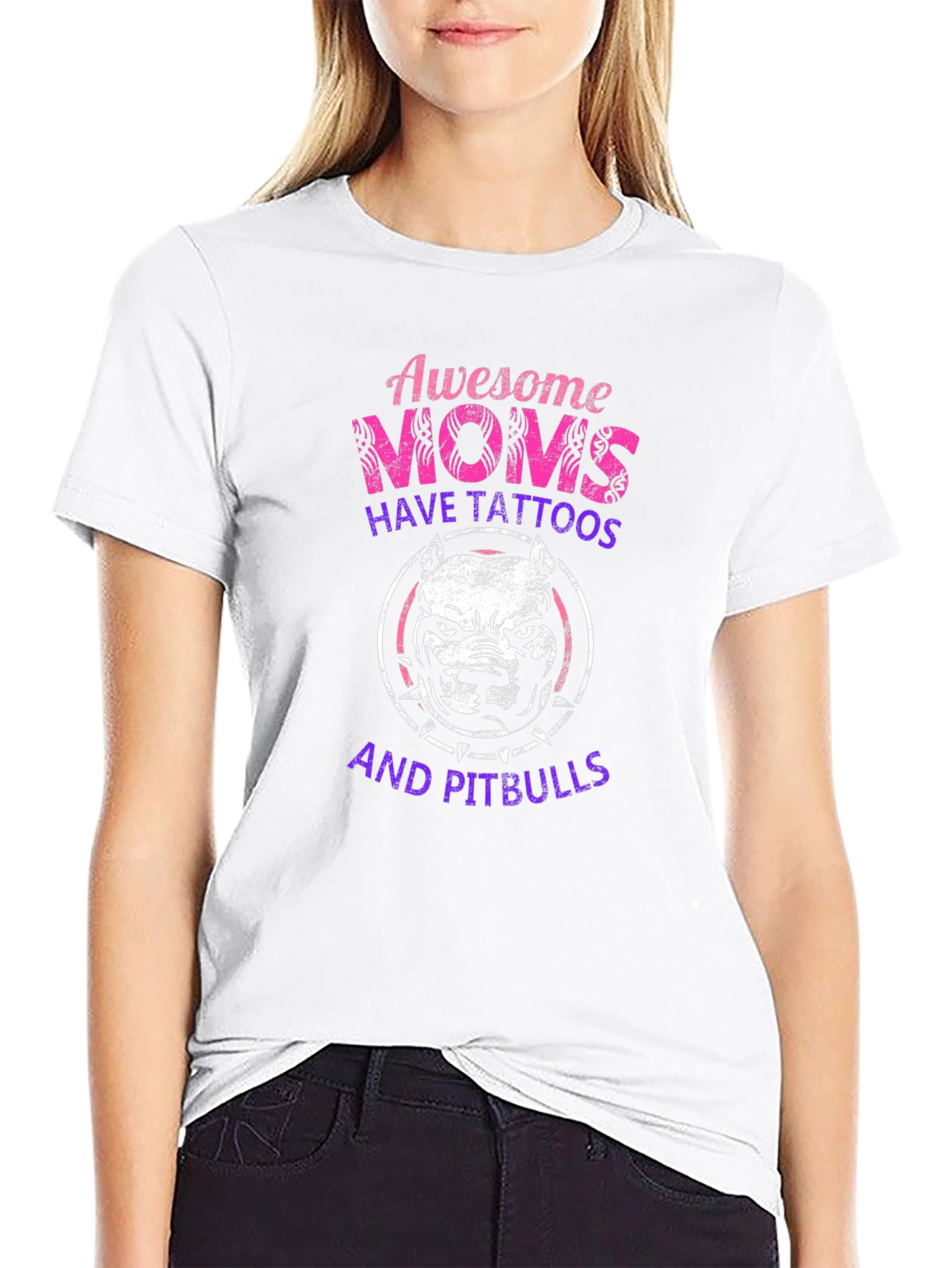 Awesome Moms Pitbull Tattoo T-Shirt
