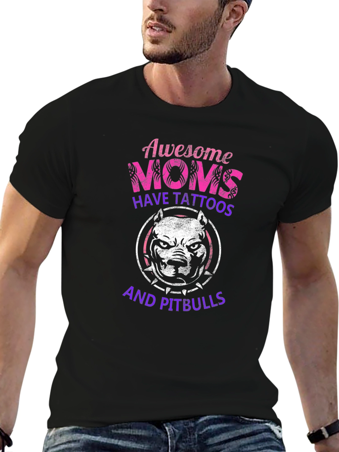 Awesome Moms Pitbull Tattoo T-Shirt