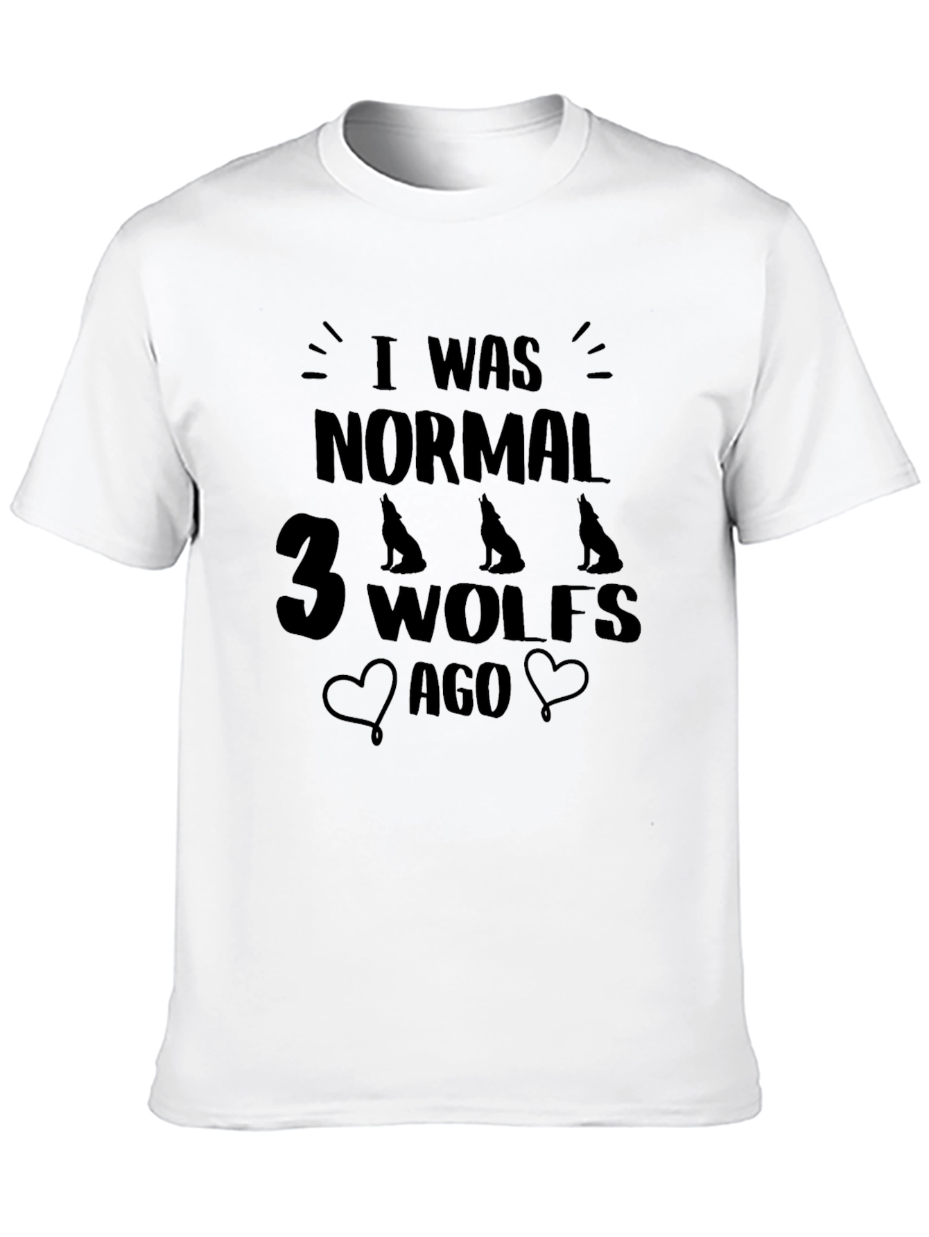 I Was Normal 3 Wolves Ago Black T-Shirt