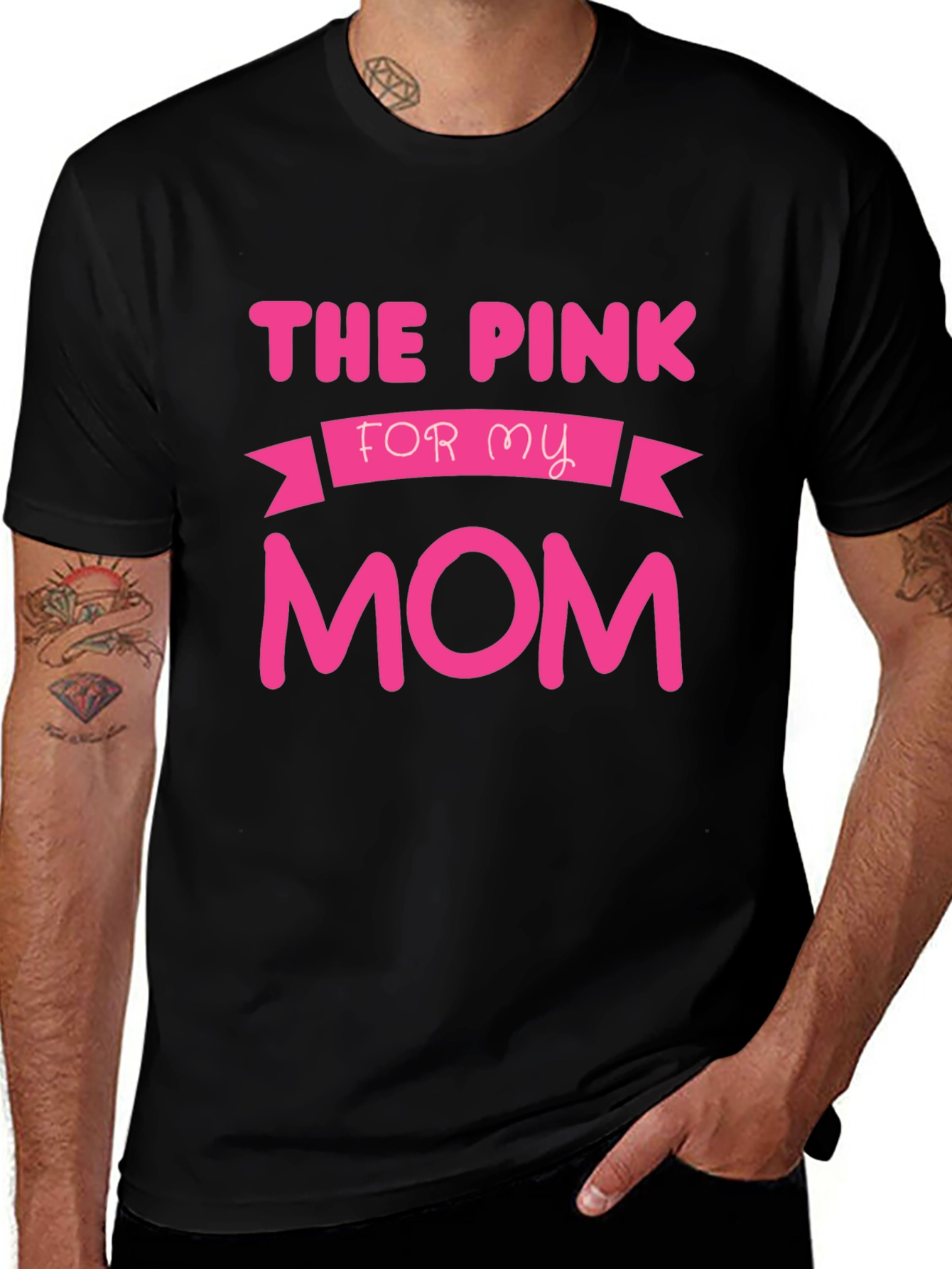The Pink for My Mom T-Shirt - Black