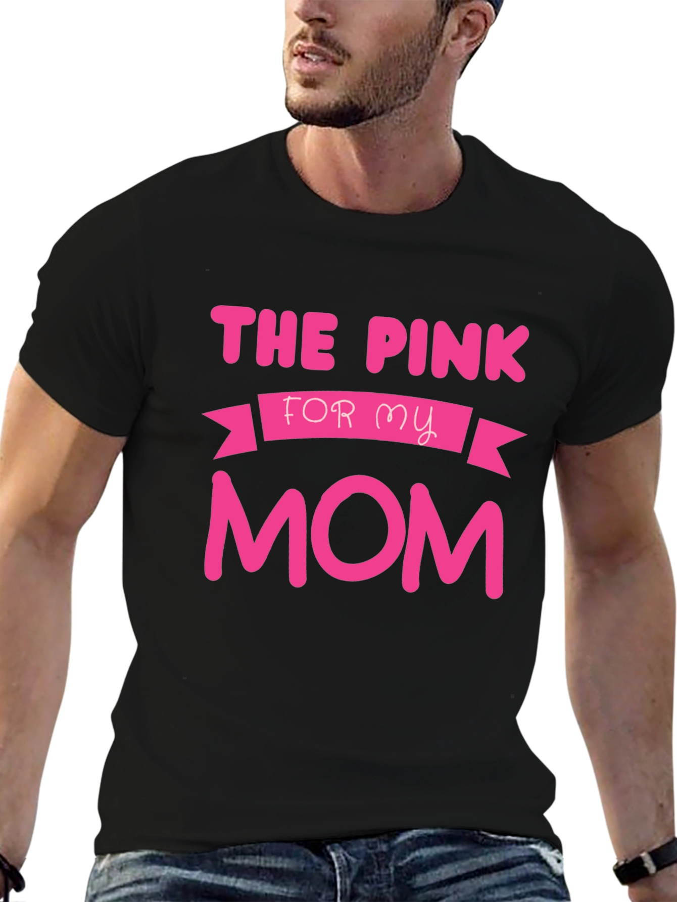 The Pink for My Mom T-Shirt - Black