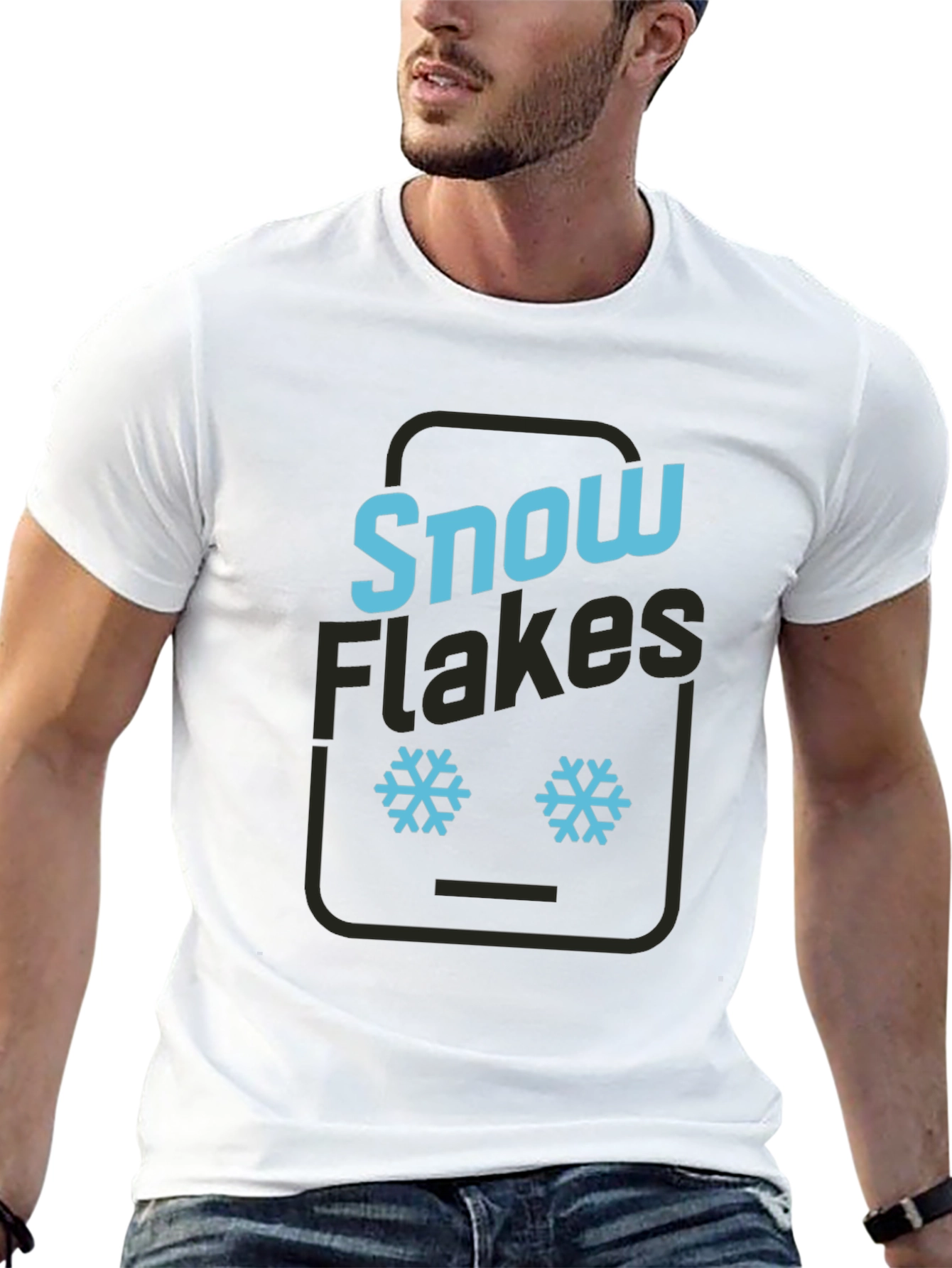 Snowflake Graphic Tee - Black Cotton T-Shirt